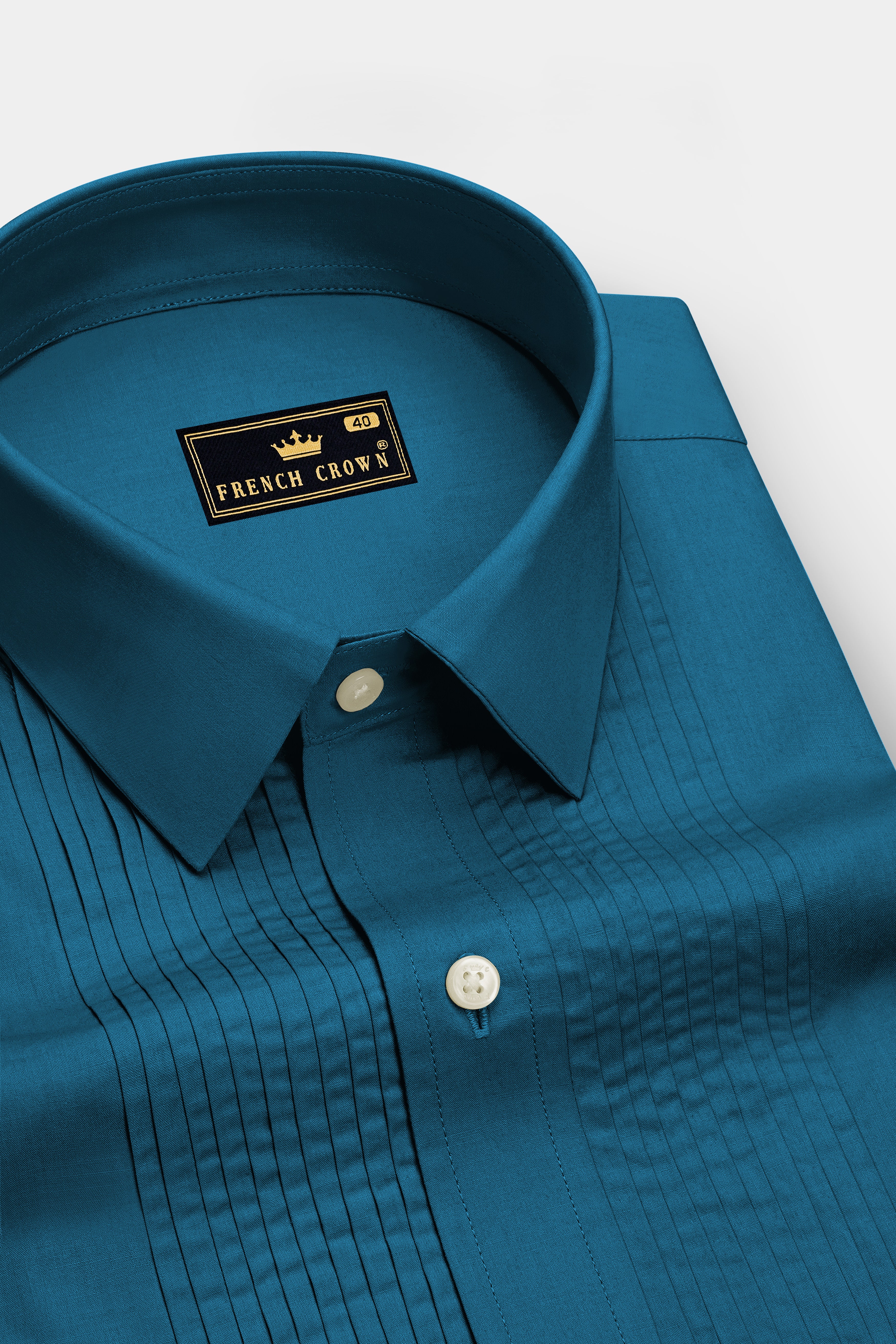 Aether-Chathams Blue Premium Giza Cotton Tuxedo Dress Shirt