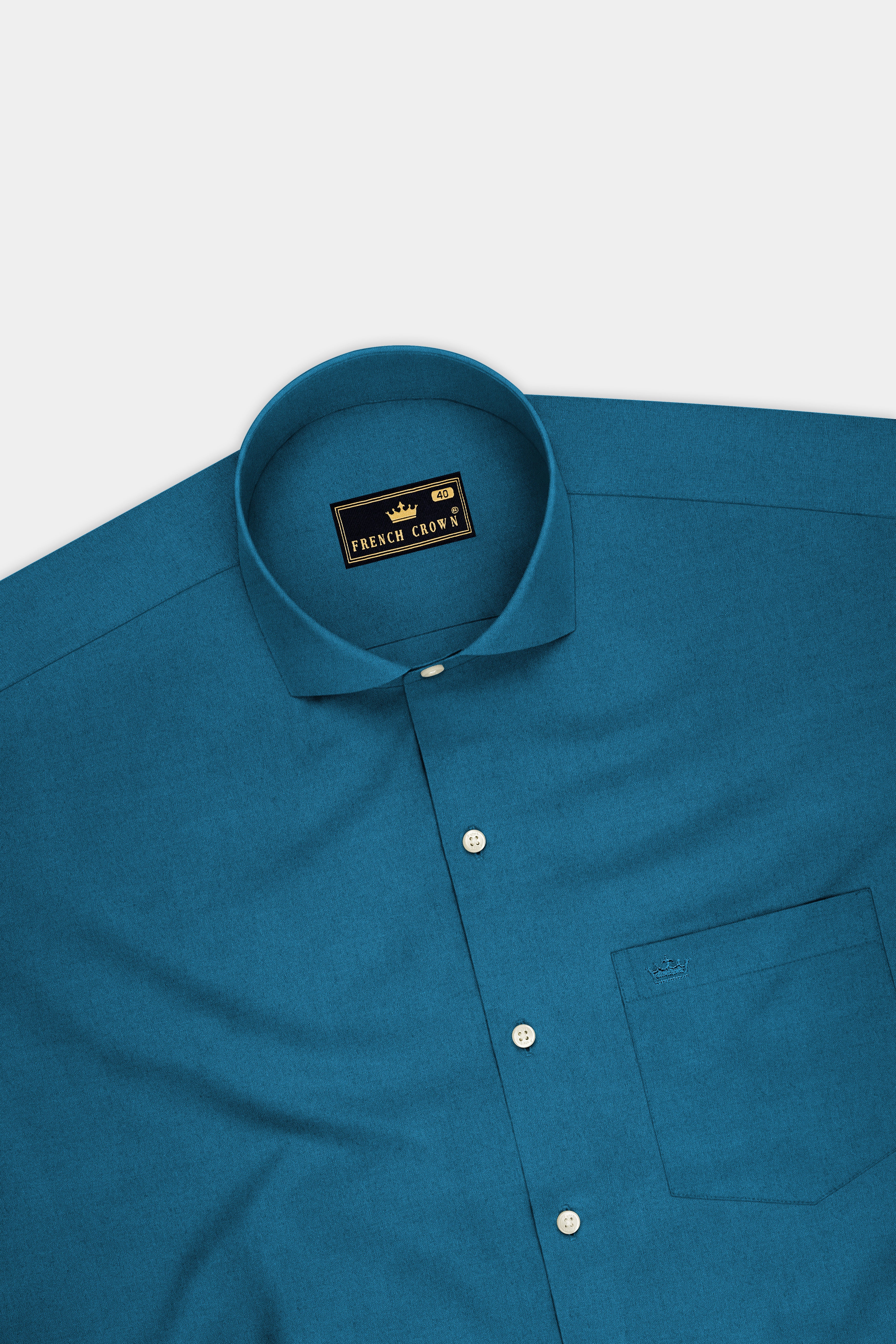 Aether-Chathams Blue Premium Giza Cotton Cut Away Collar Dress Shirt