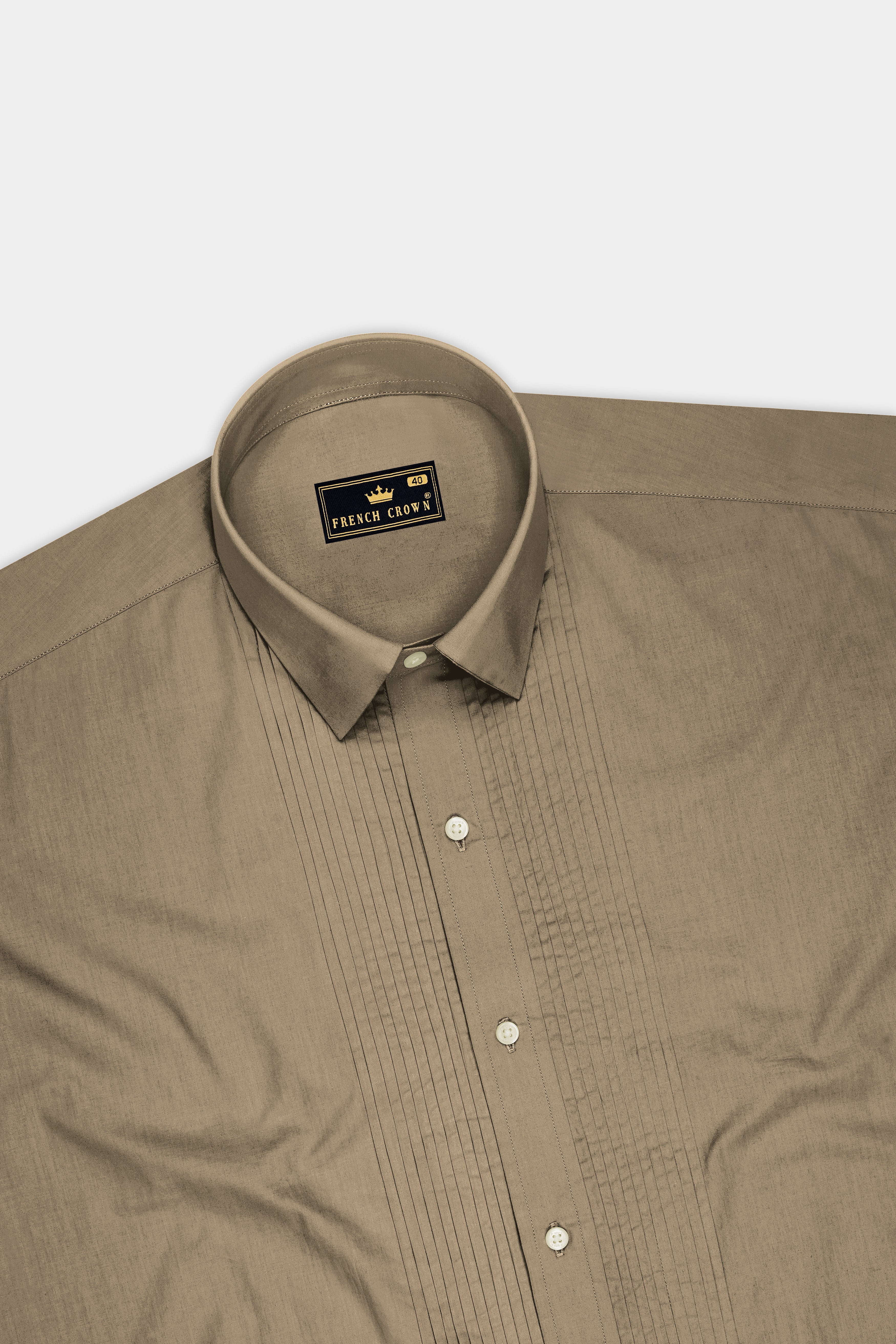Sienna-Peanut Brown Premium Giza Cotton Tuxedo Dress Shirt
