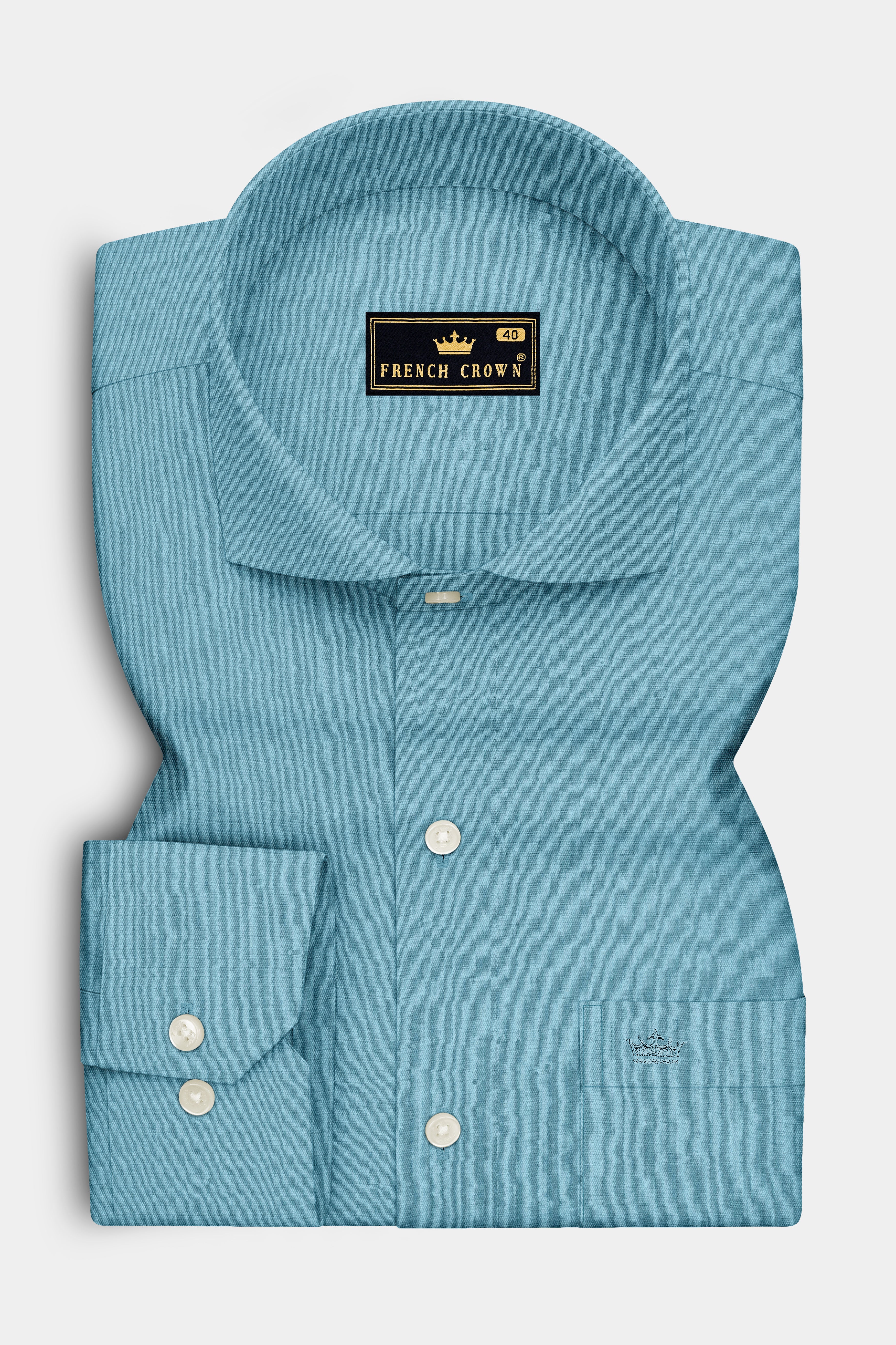 Celestia-Glacier Blue Premium Giza Cotton Cut Away Collar Dress Shirt
