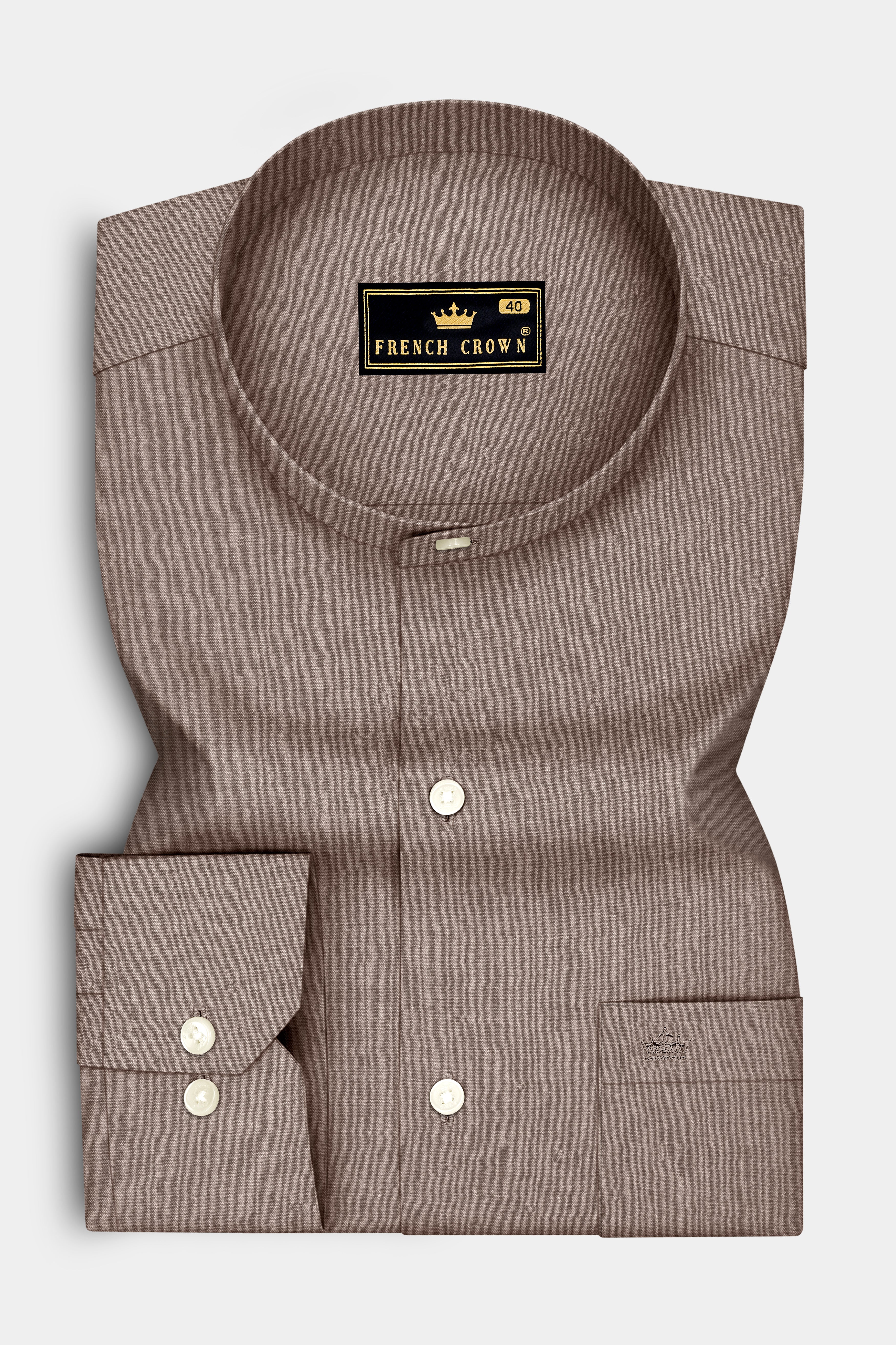 Soren-Hurricane Brown Premium Giza Cotton Mandarin Casual Shirt