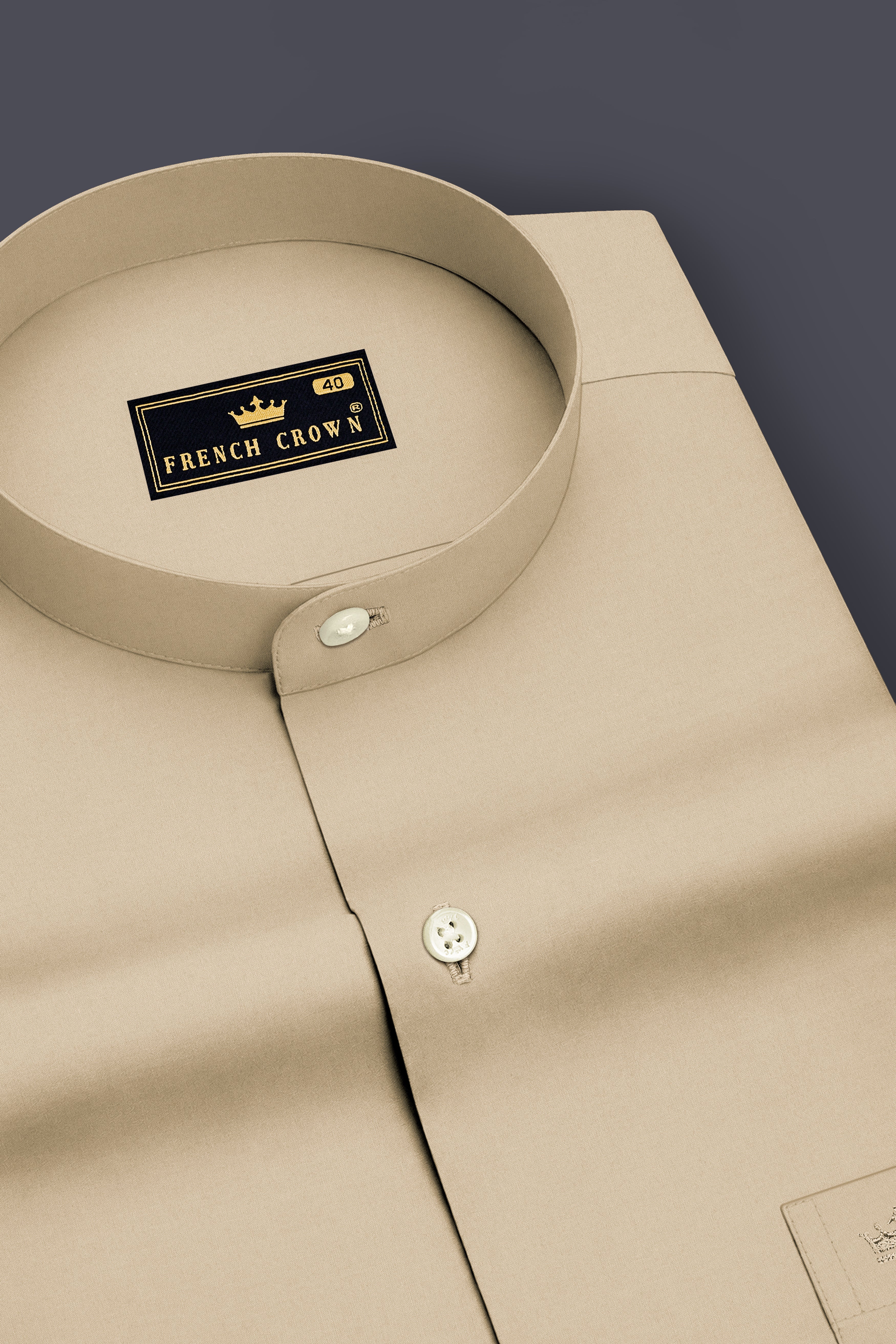 Aurelis-Pavlova Brown Premium Giza Cotton Mandarin Casual Shirt
