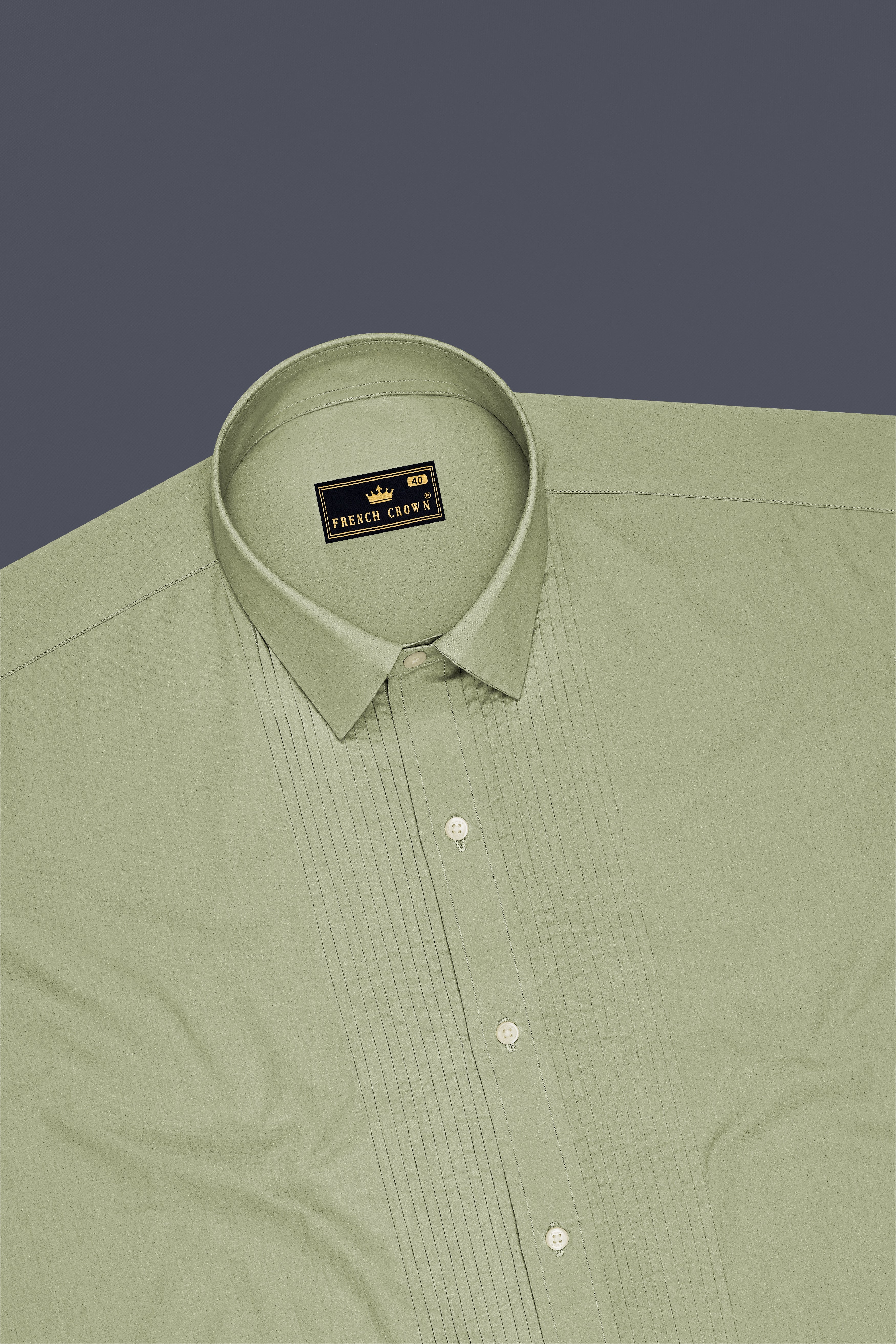Verdure-Locust Green Premium Giza Cotton Tuxedo Dress Shirt