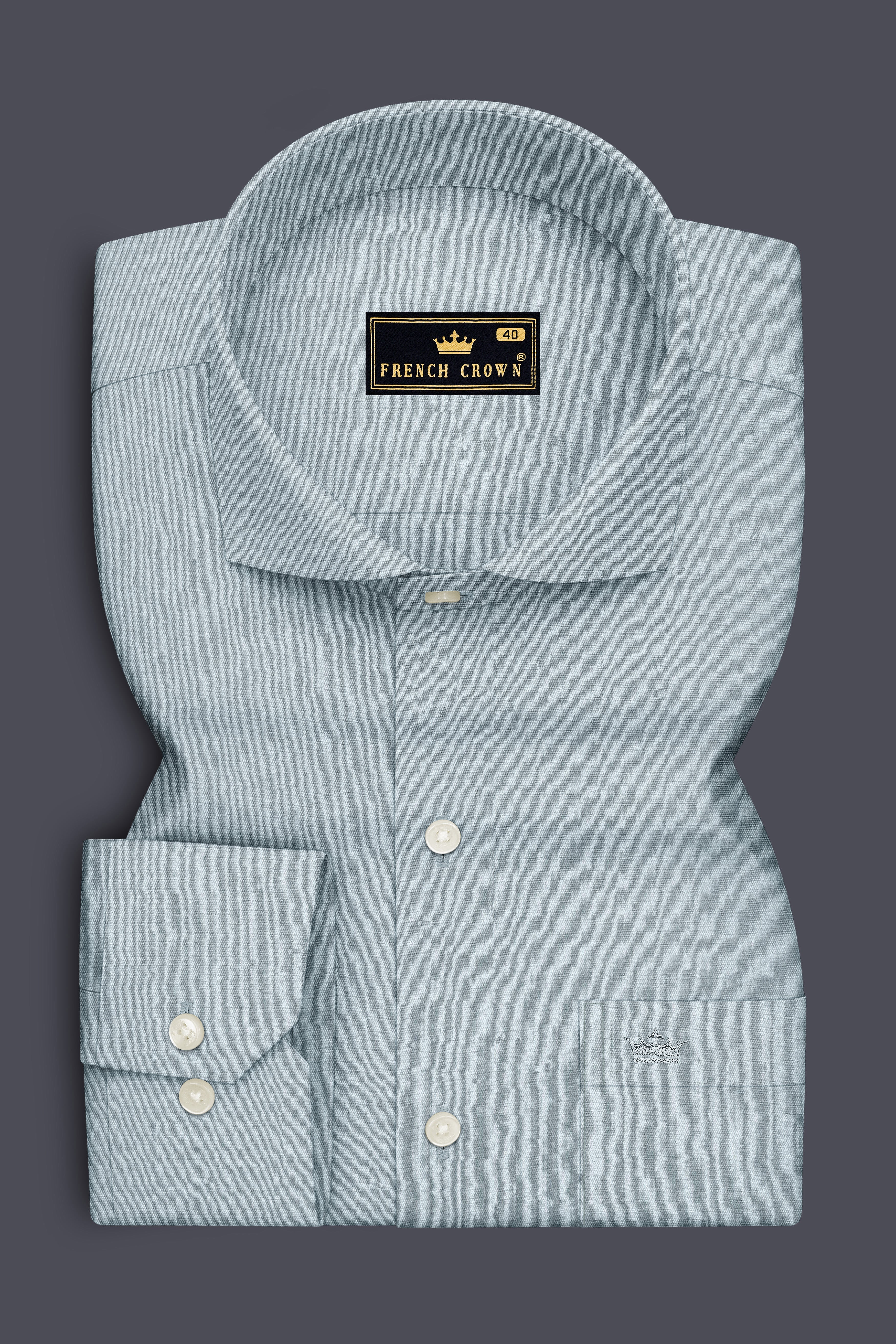 Virel-Cadet Blue Premium Giza Cotton Cut Away Collar Dress Shirt