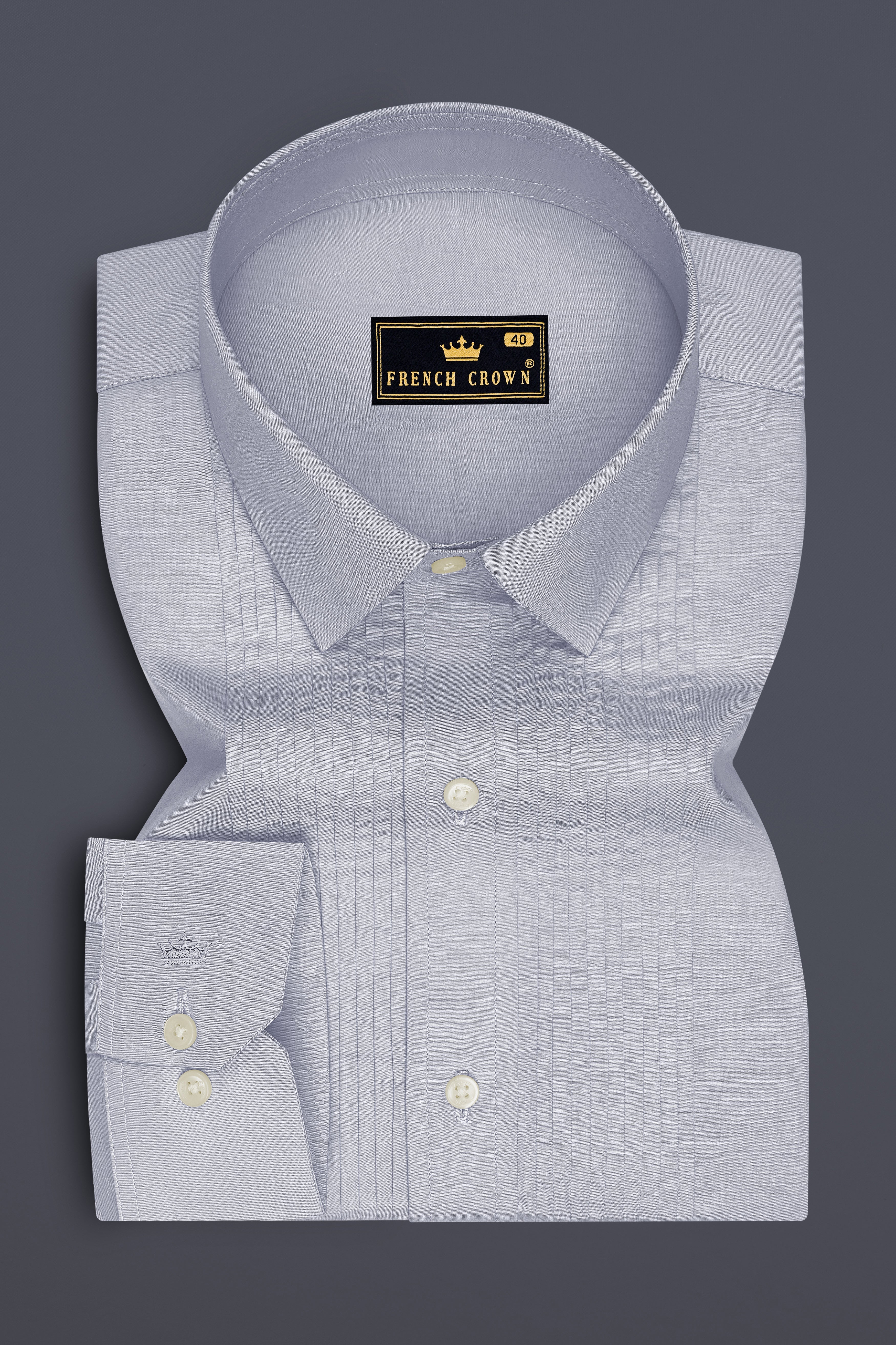 Drift-Heather Gray Premium Giza Cotton Tuxedo Dress Shirt