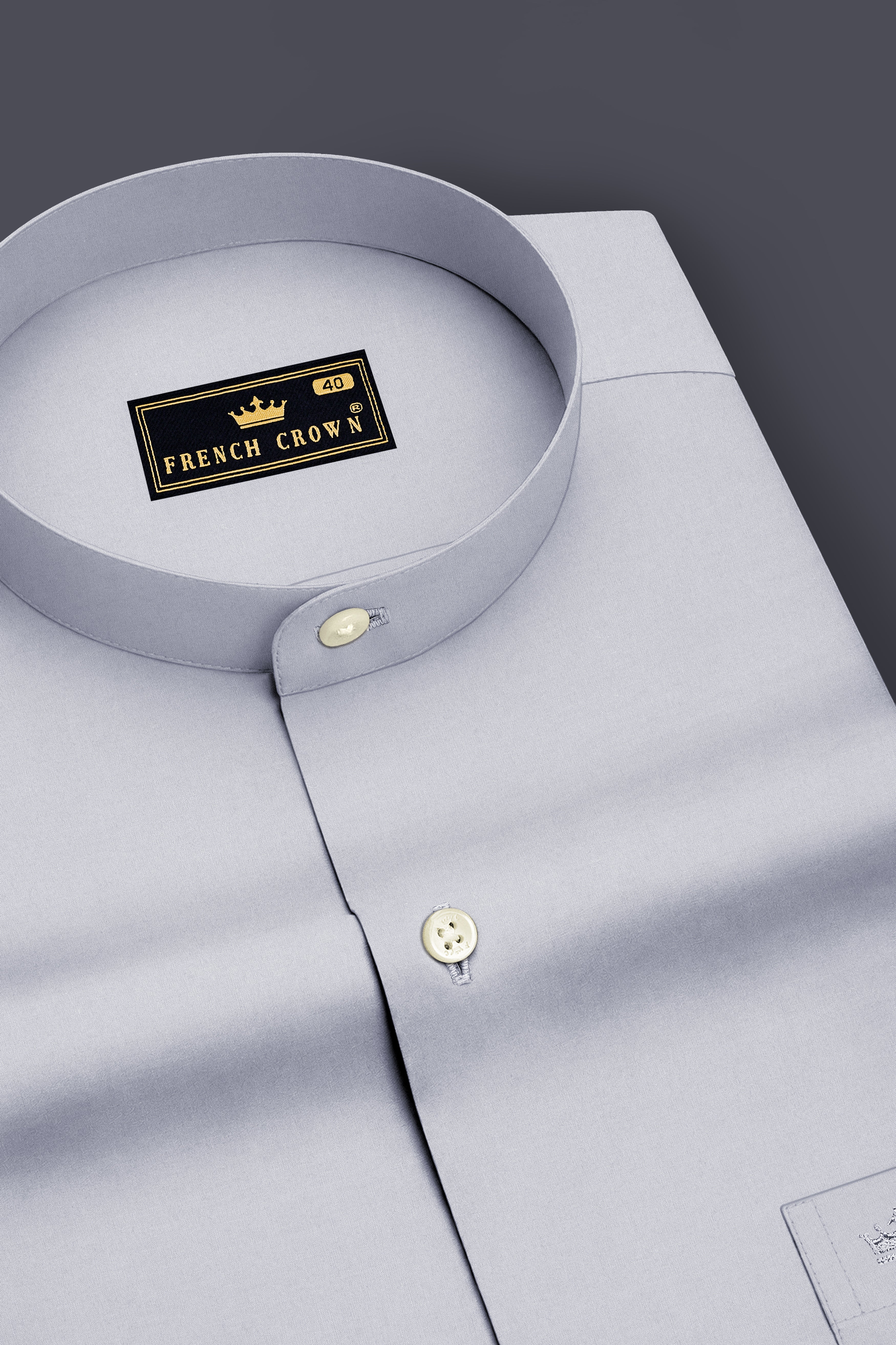 Drift-Heather Gray Premium Giza Cotton Mandarin Casual Shirt