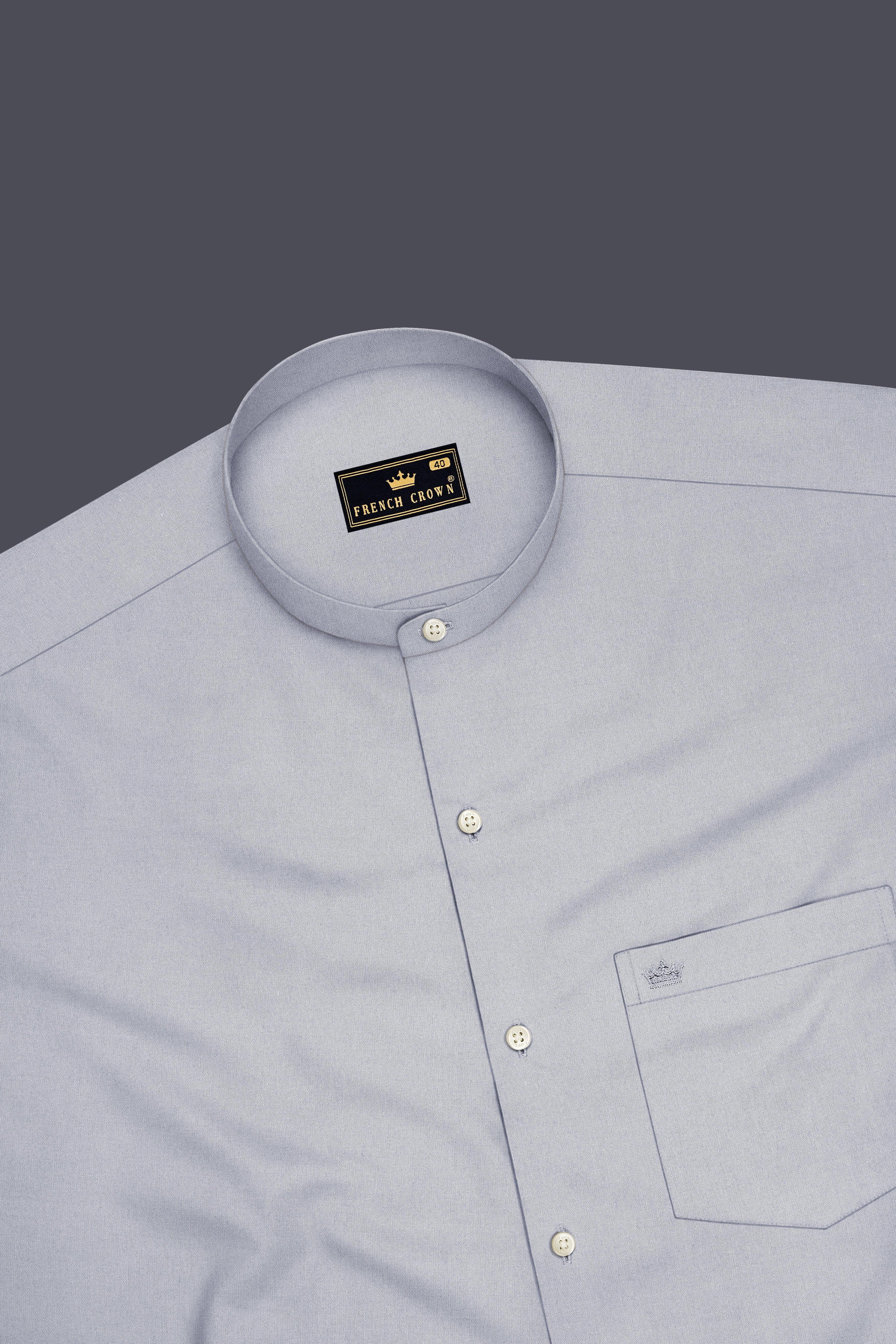 Drift-Heather Gray Premium Giza Cotton Mandarin Casual Shirt