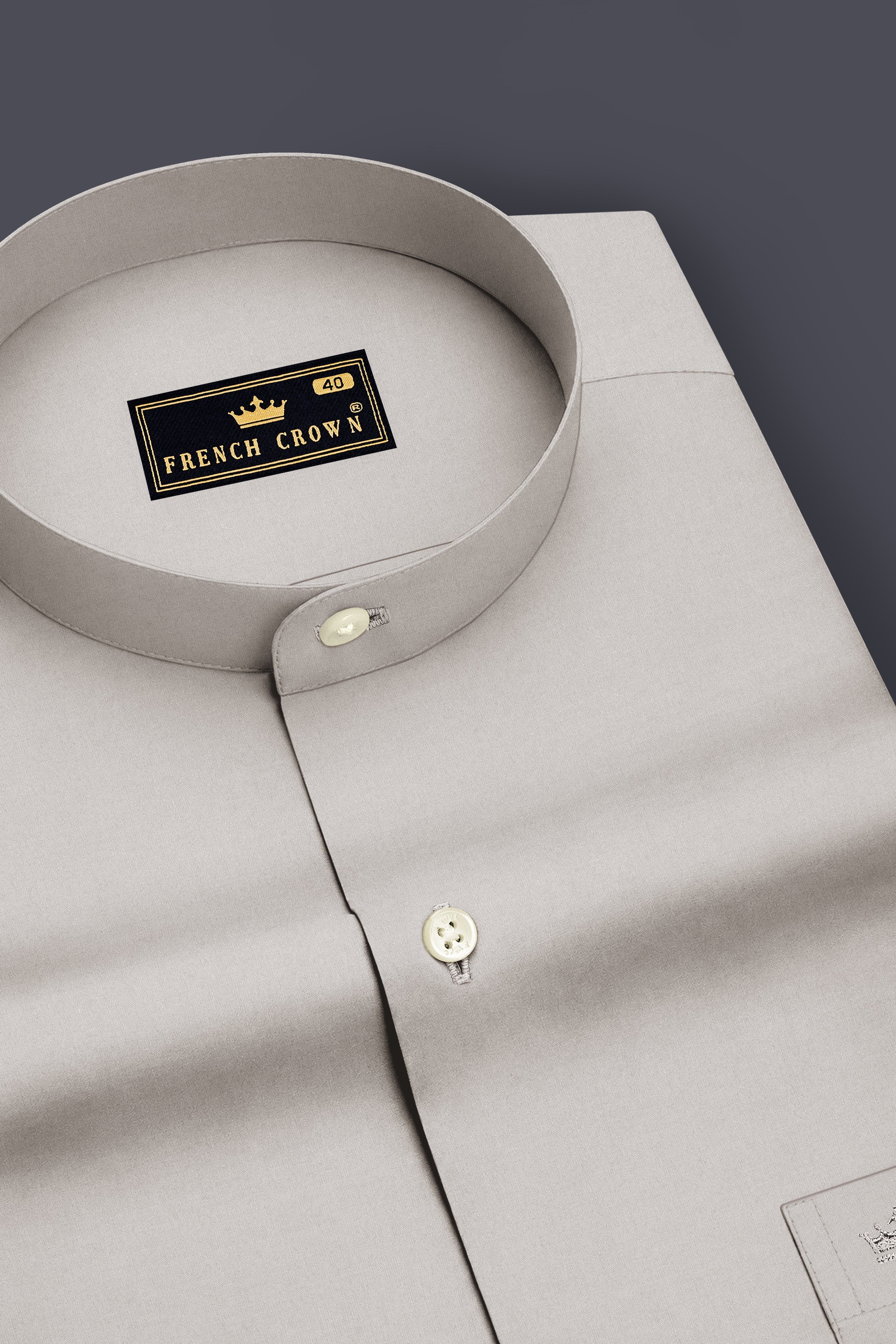 Kairo-Timberwolf Gray Premium Giza Cotton Mandarin Casual Shirt