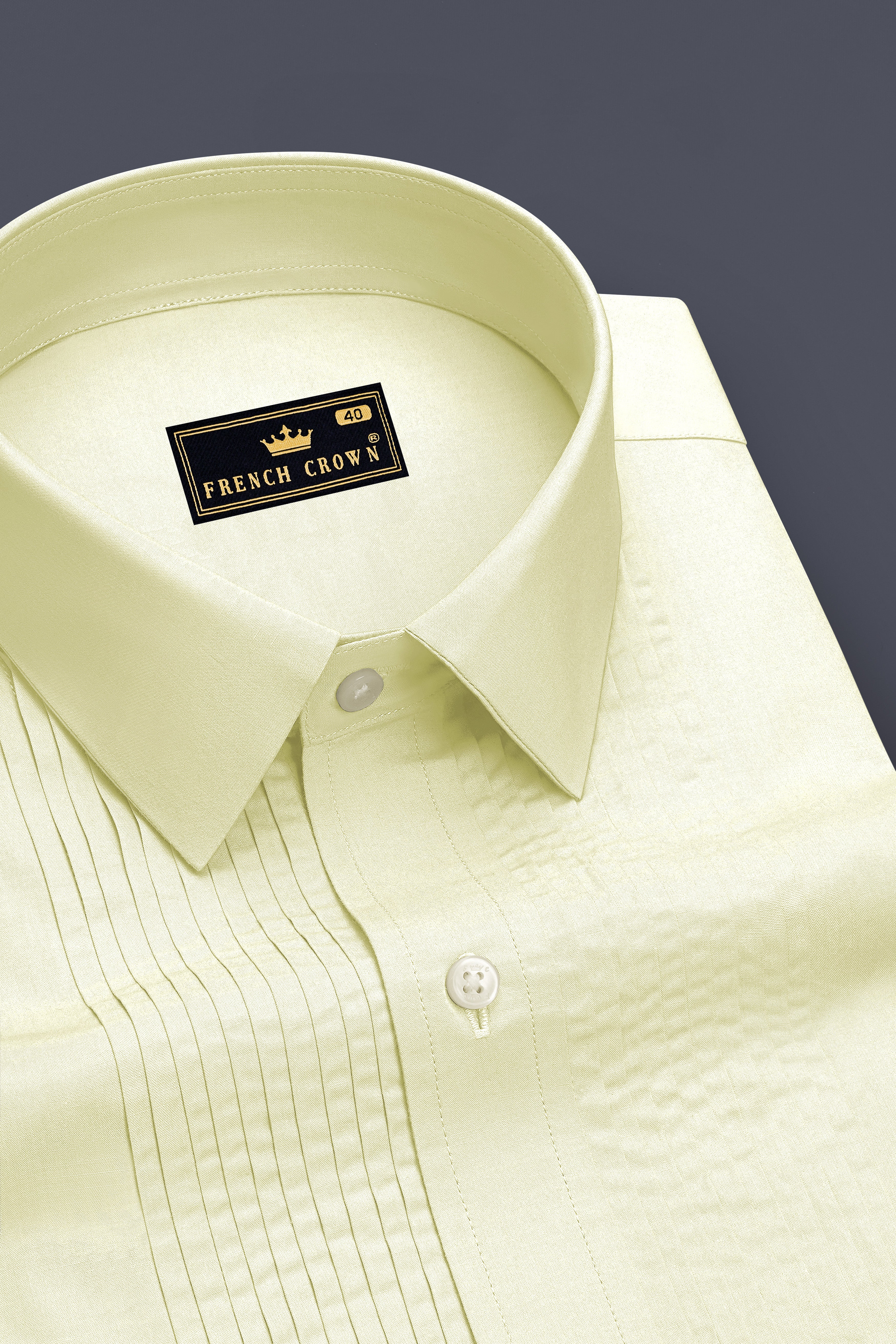 Lustre-Champagne Cream Premium Giza Cotton Tuxedo Dress Shirt