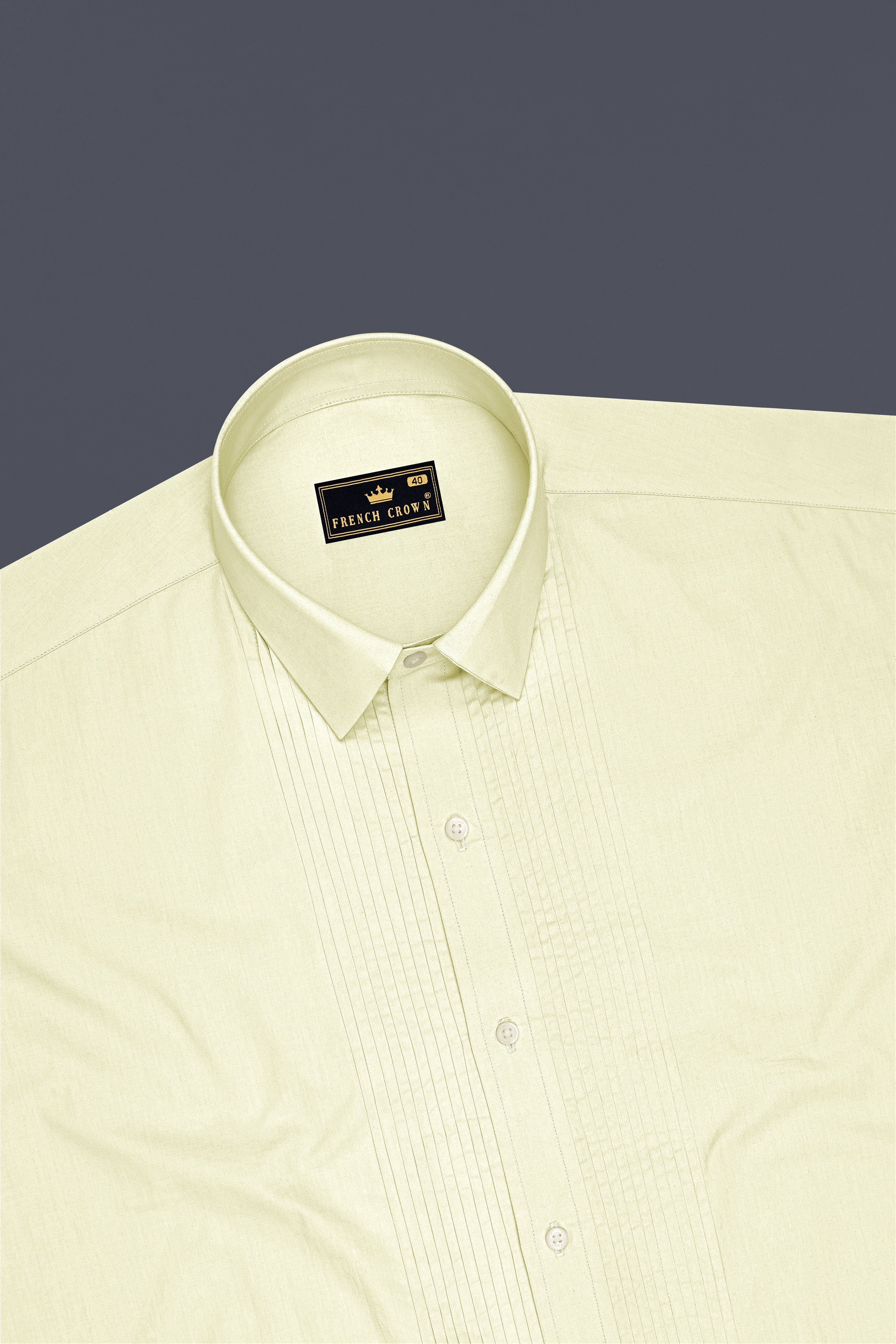 Lustre-Champagne Cream Premium Giza Cotton Tuxedo Dress Shirt