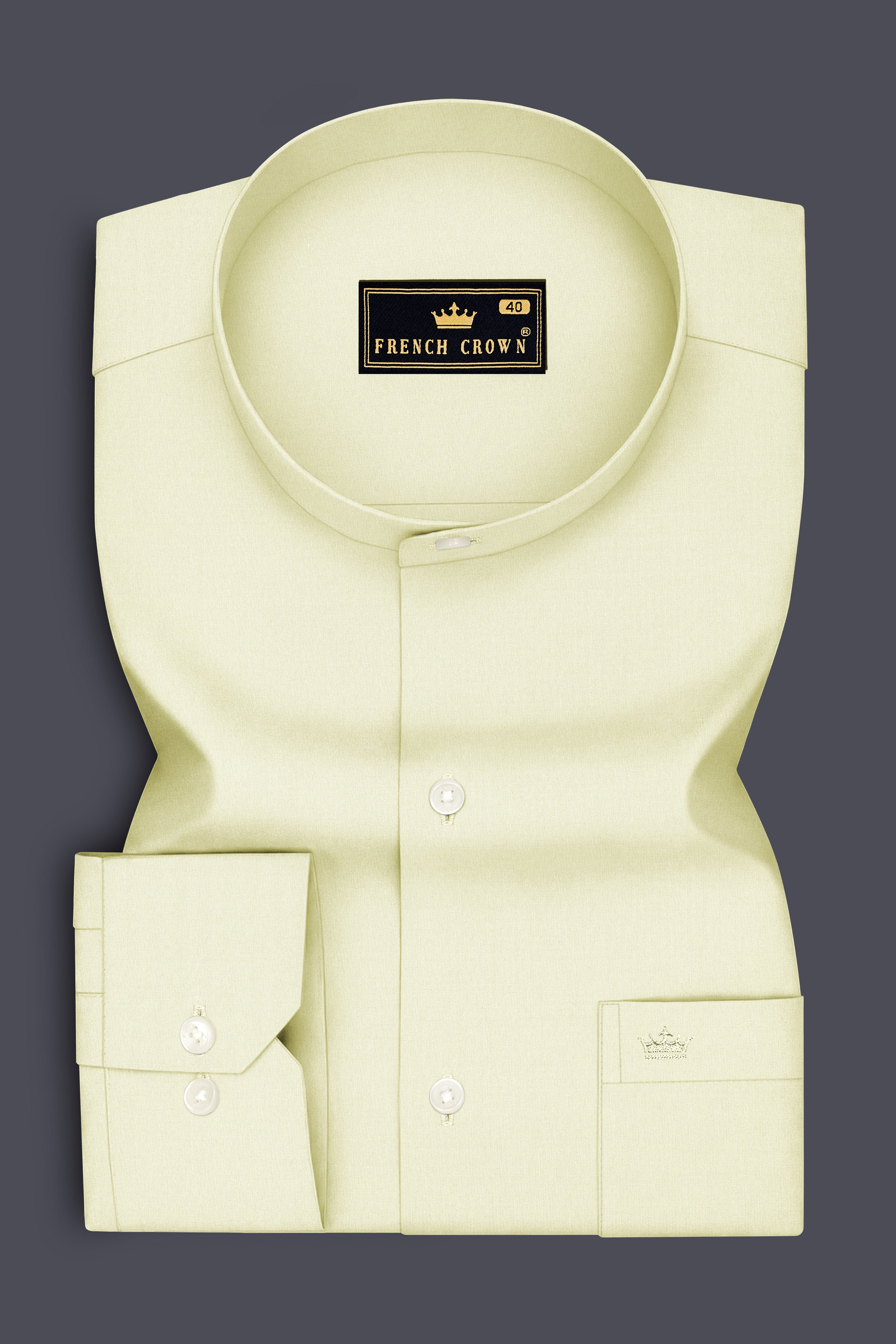 Lustre-Champagne Cream Premium Giza Cotton Mandarin Casual Shirt