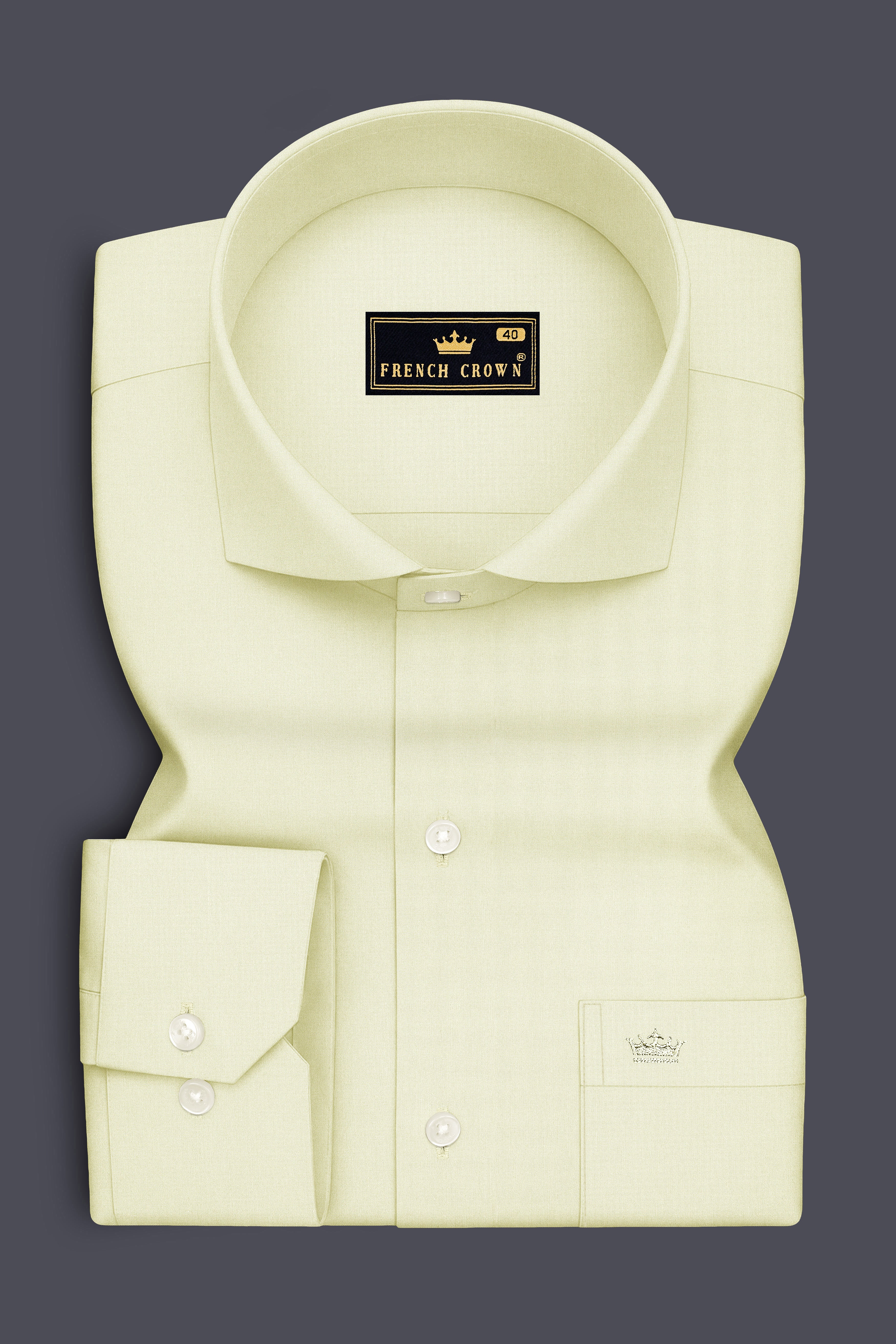 Lustre-Champagne Cream Premium Giza Cotton Cut Away Collar Dress Shirt
