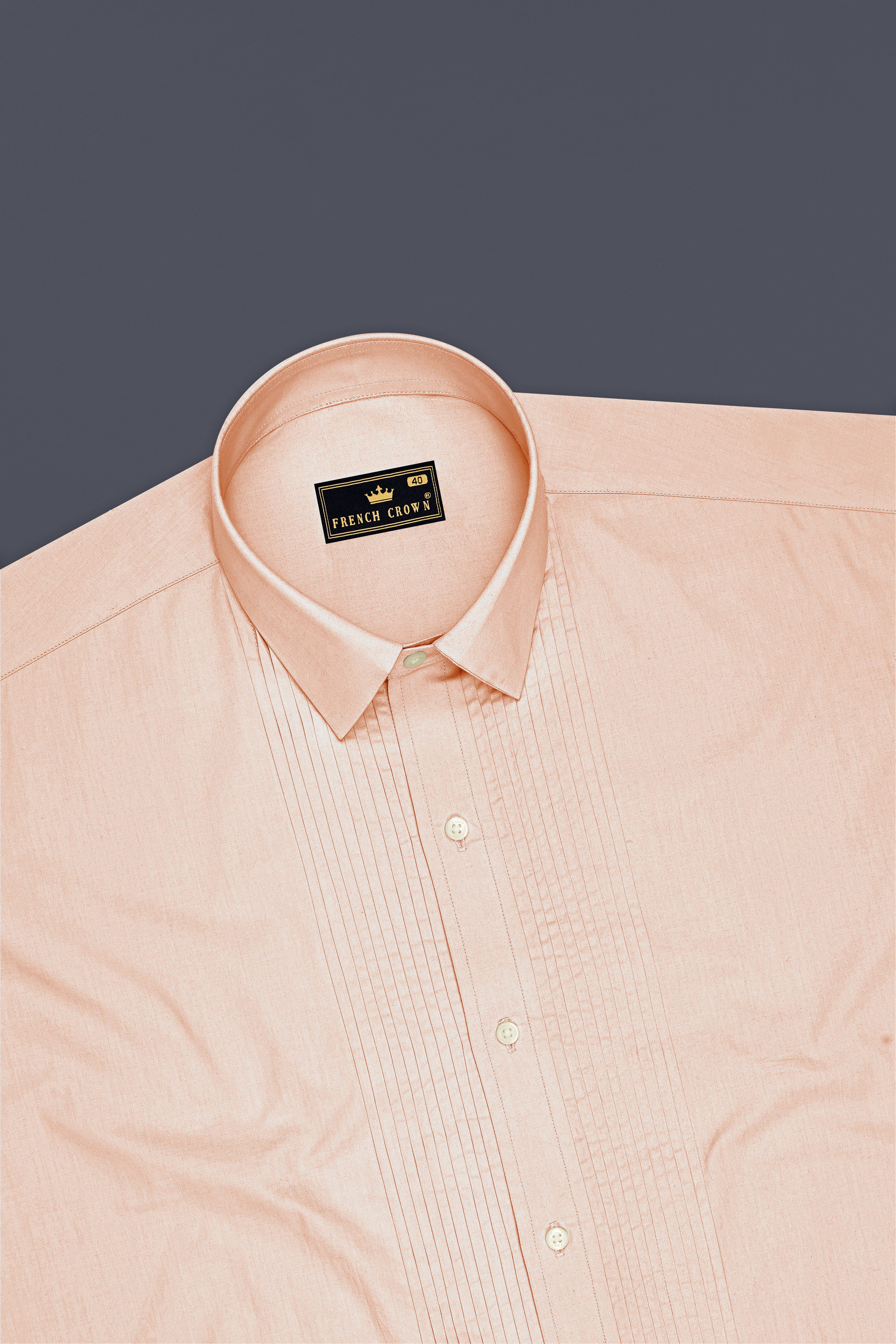 Blushen-Bonny Peach Premium Giza Cotton Tuxedo Dress Shirt