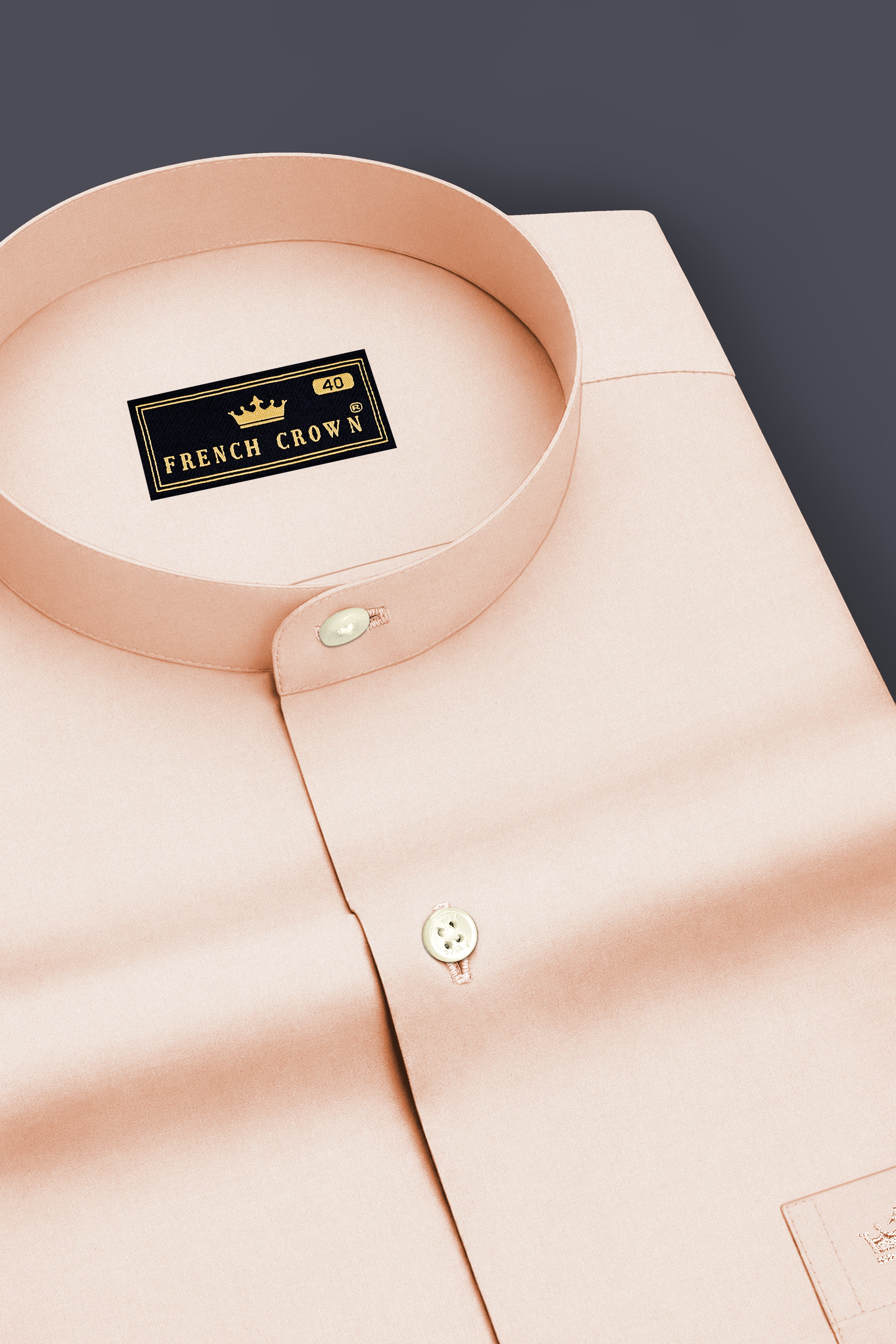 Blushen-Bonny Peach Premium Giza Cotton Mandarin Casual Shirt
