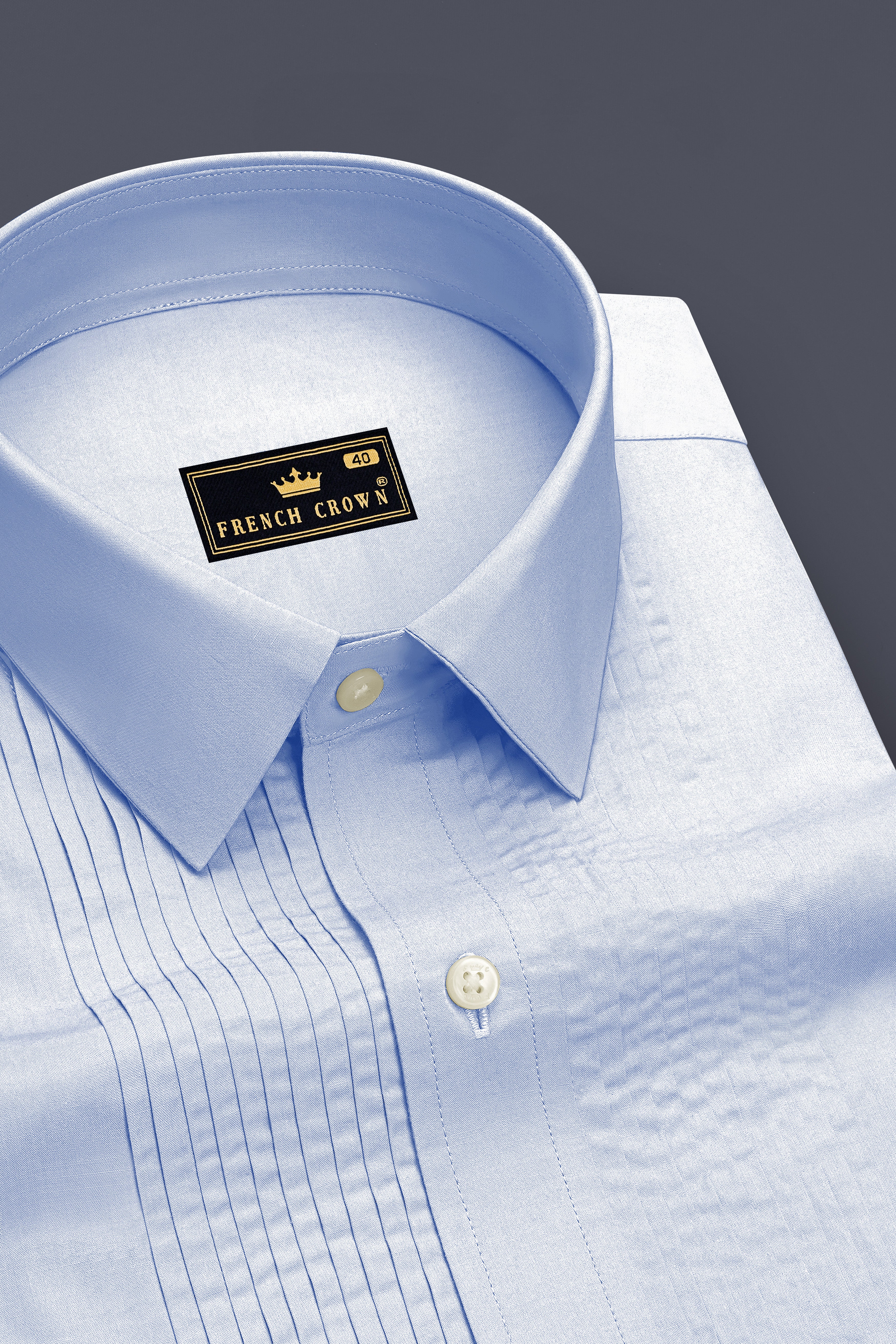 Ceruleo-Botticelli Blue Premium Giza Cotton Tuxedo Dress Shirt