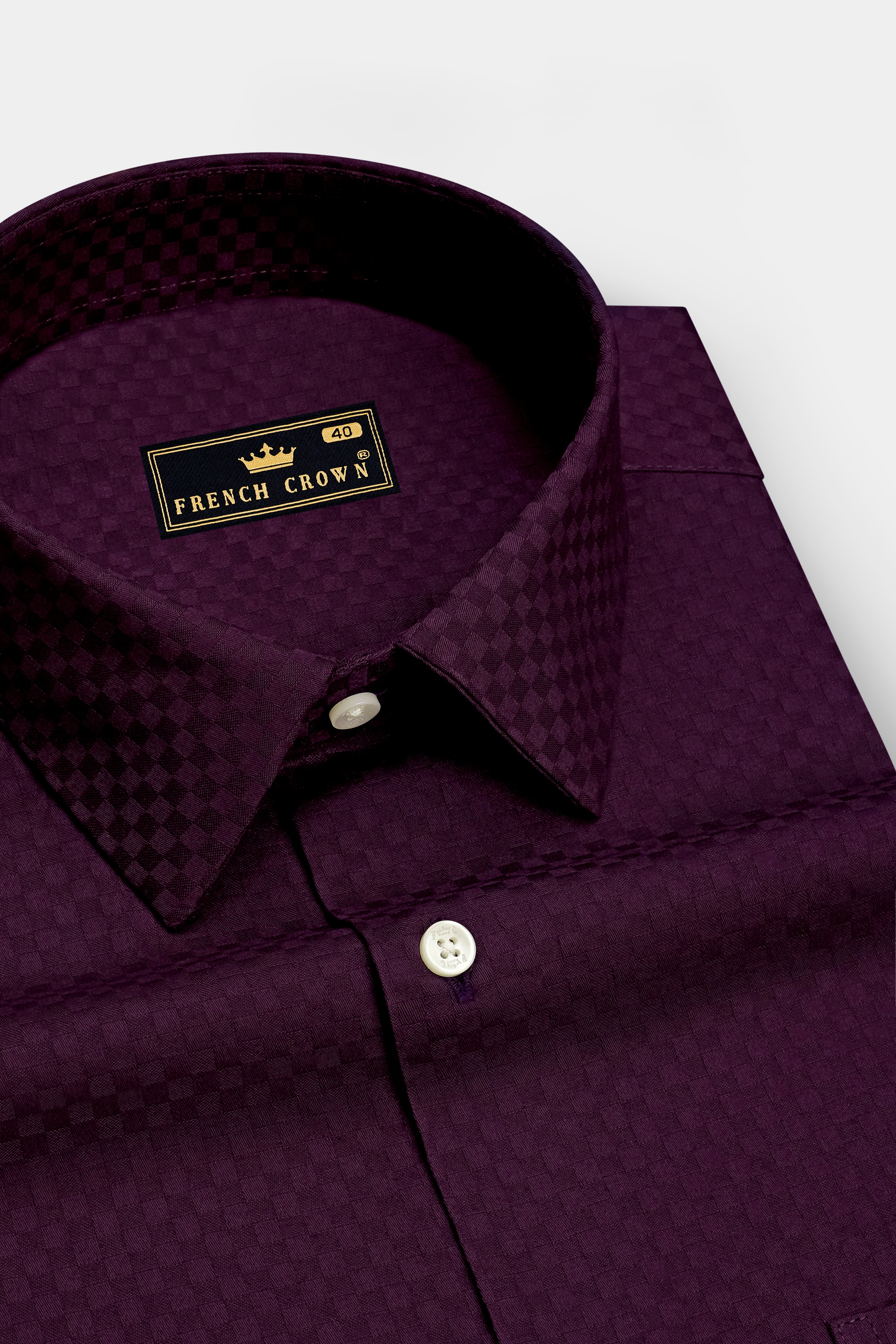 Burgund-Barossa Maroon Dobby Textured Premium Giza Cotton Dress Shirt