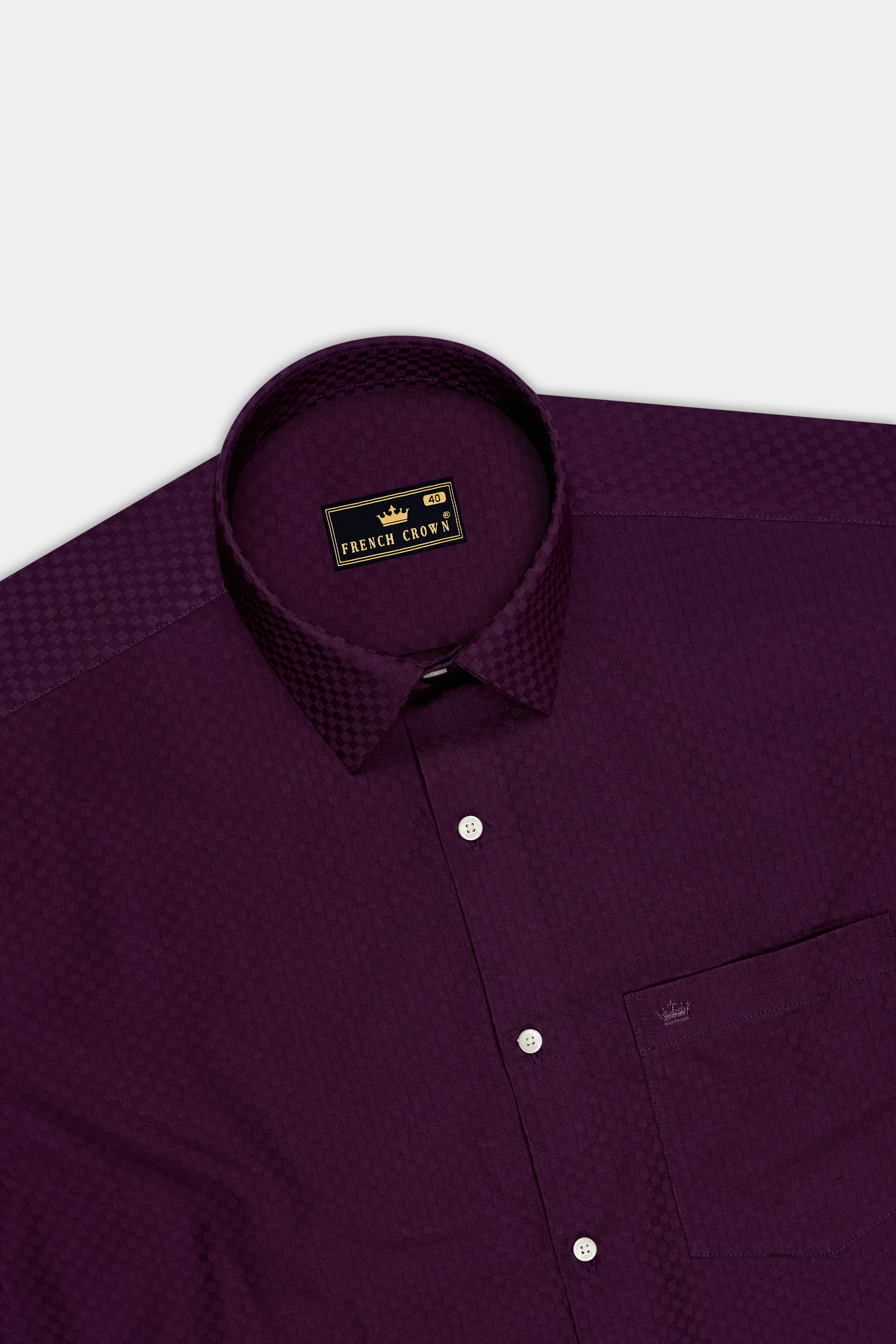 Burgund-Barossa Maroon Dobby Textured Premium Giza Cotton Dress Shirt