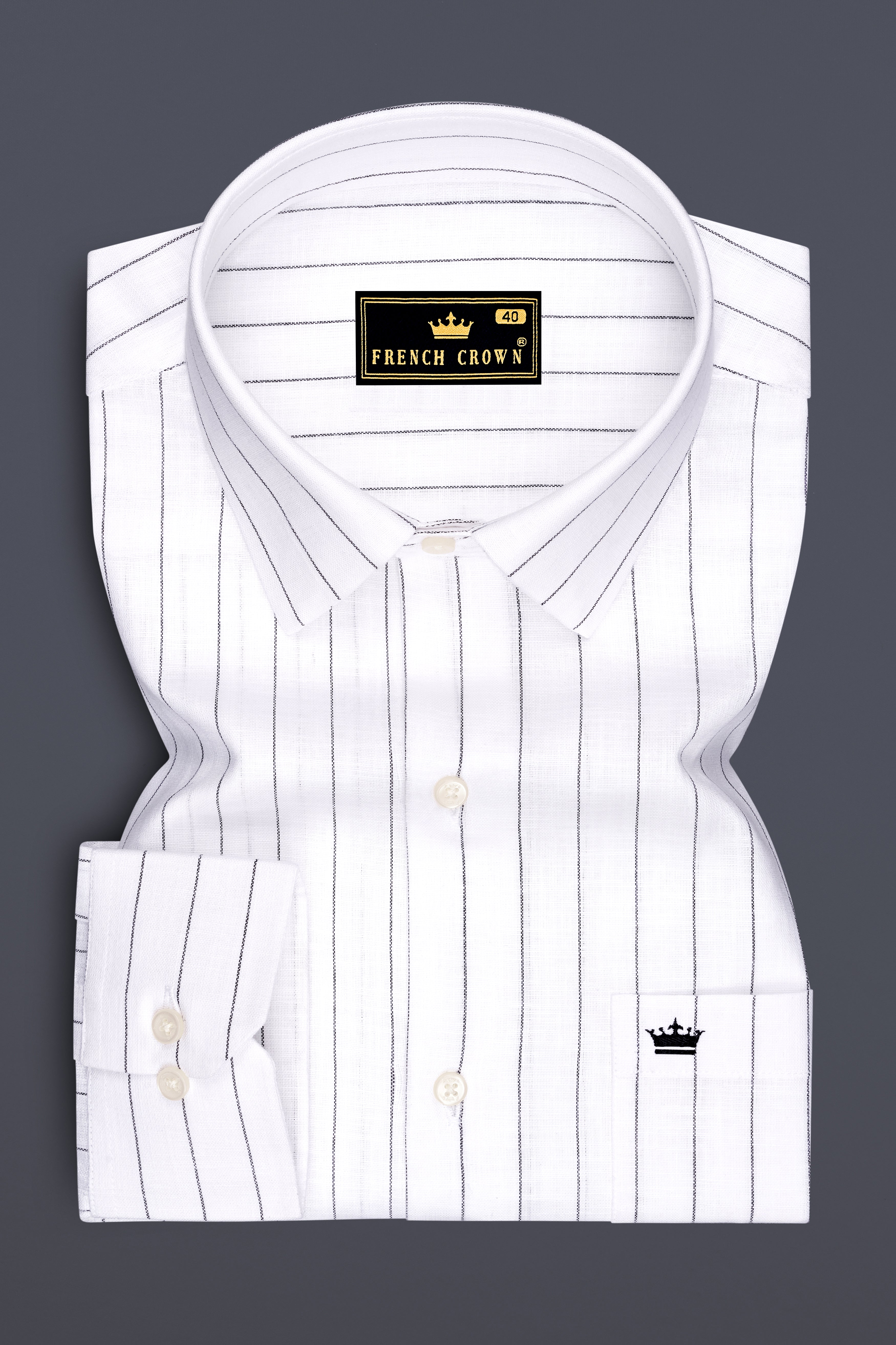 Elysian-Bright White And Jade Black Pin Striped Luxurious Linen Dress Shirt