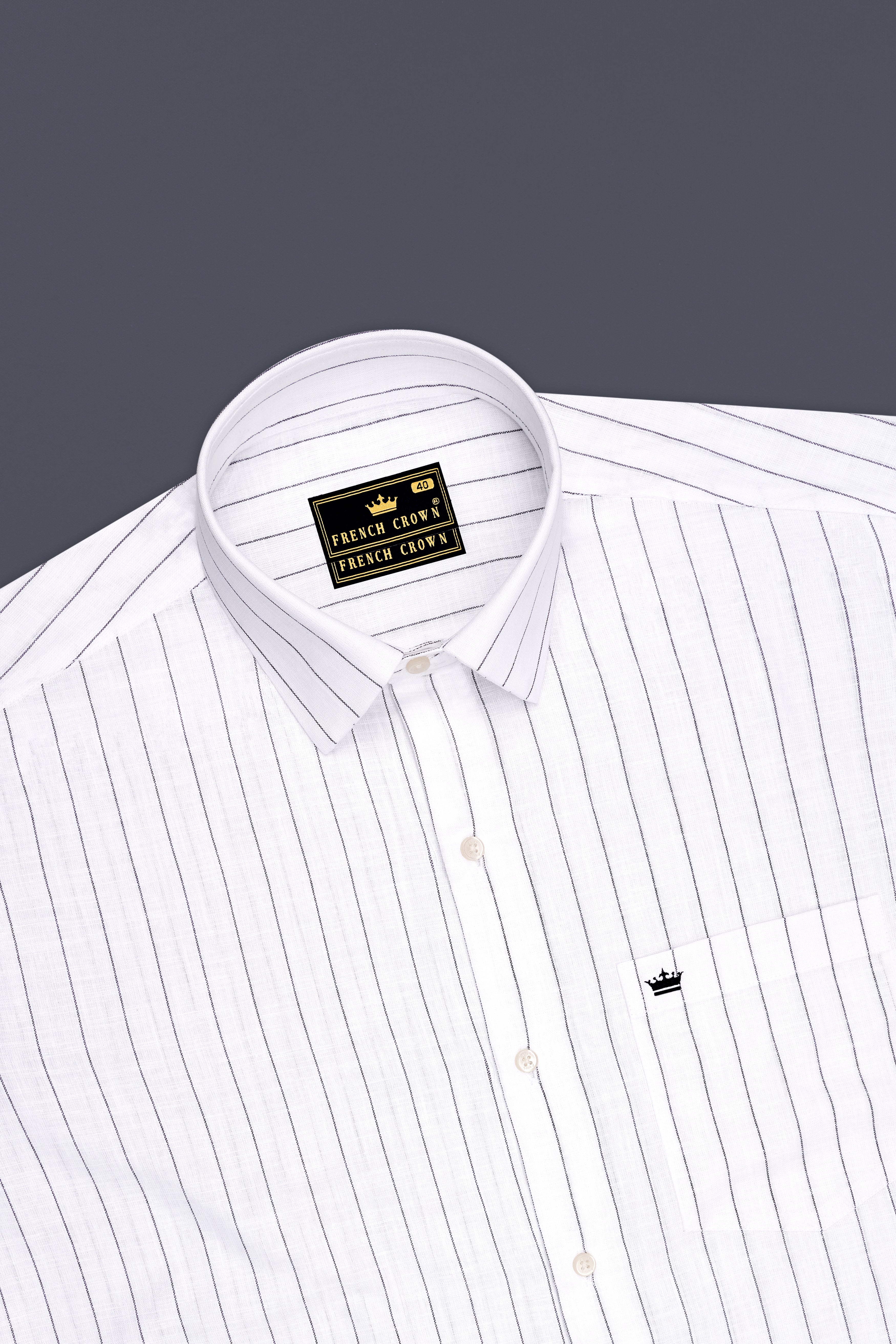Elysian-Bright White And Jade Black Pin Striped Luxurious Linen Dress Shirt