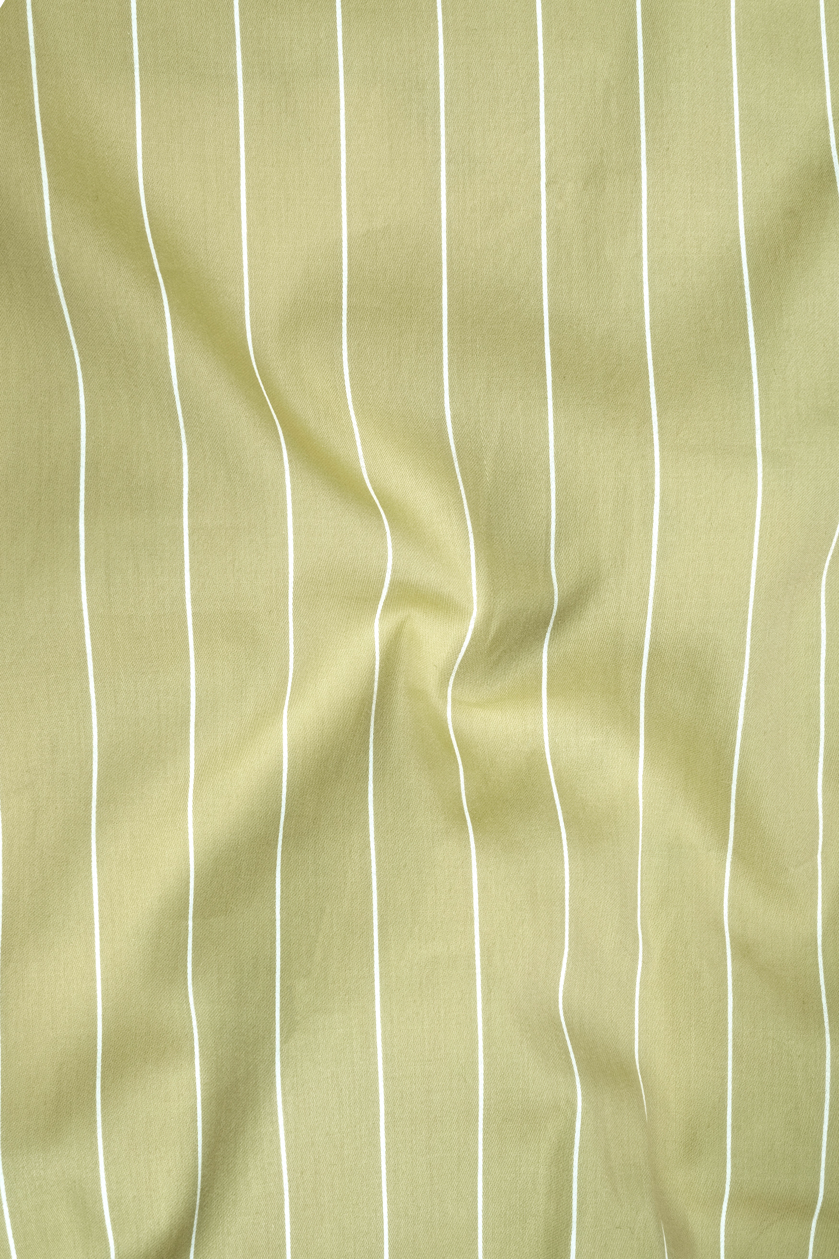Verdant-Daiquiri Green And Bright White Pin Striped Subtle Sheen Premium Cotton White Cuff Collar Dress Shirt