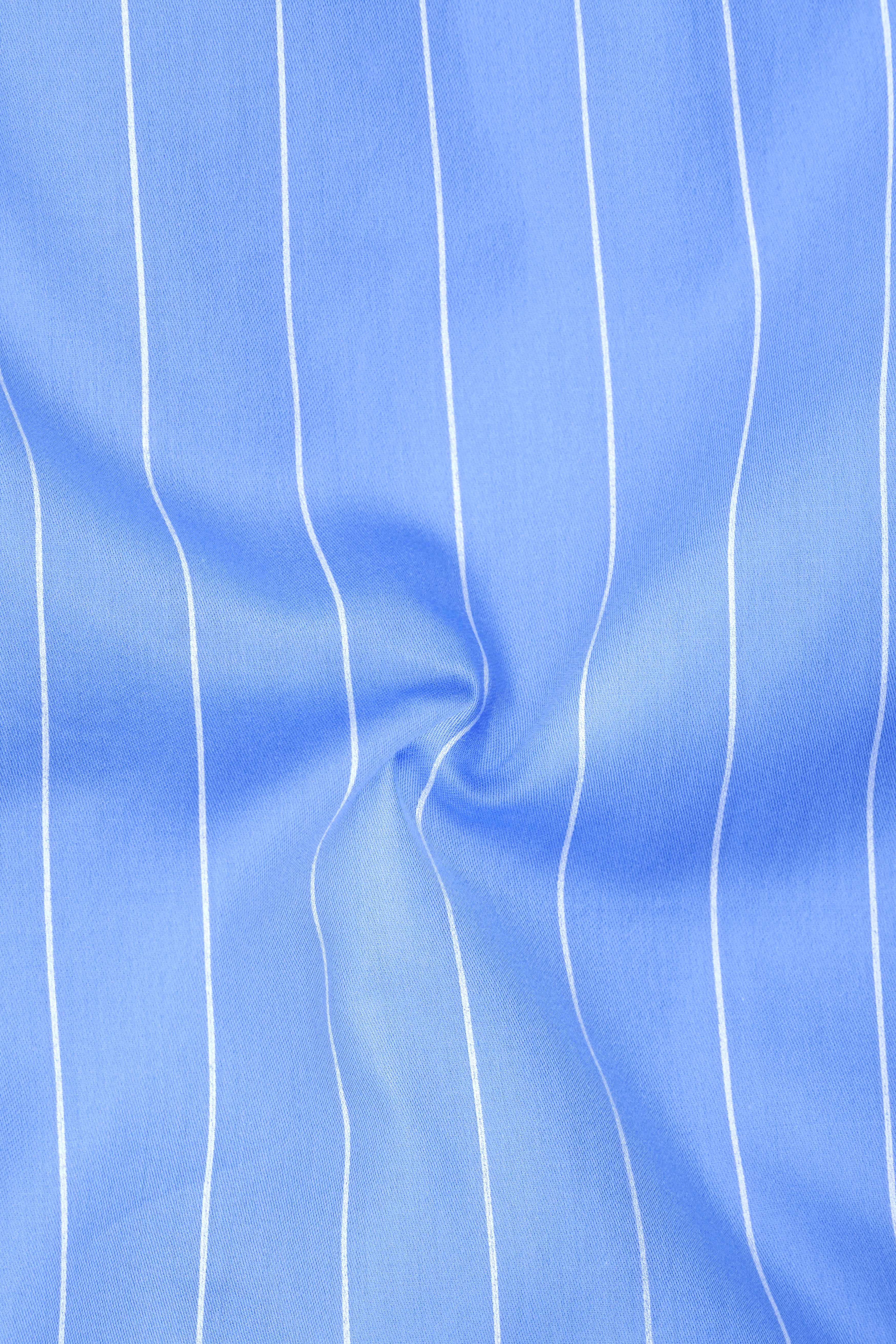 Elaris-Periwinkle Blue And Bright White Pin Striped Subtle Sheen Super Soft Premium Cotton Dress Shirt