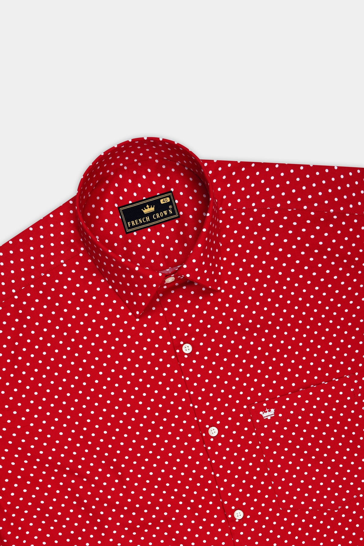 Firenze-Monza Red Micro Polka Dots Subtle Sheen Super Soft Premium Cotton Dress Shirt