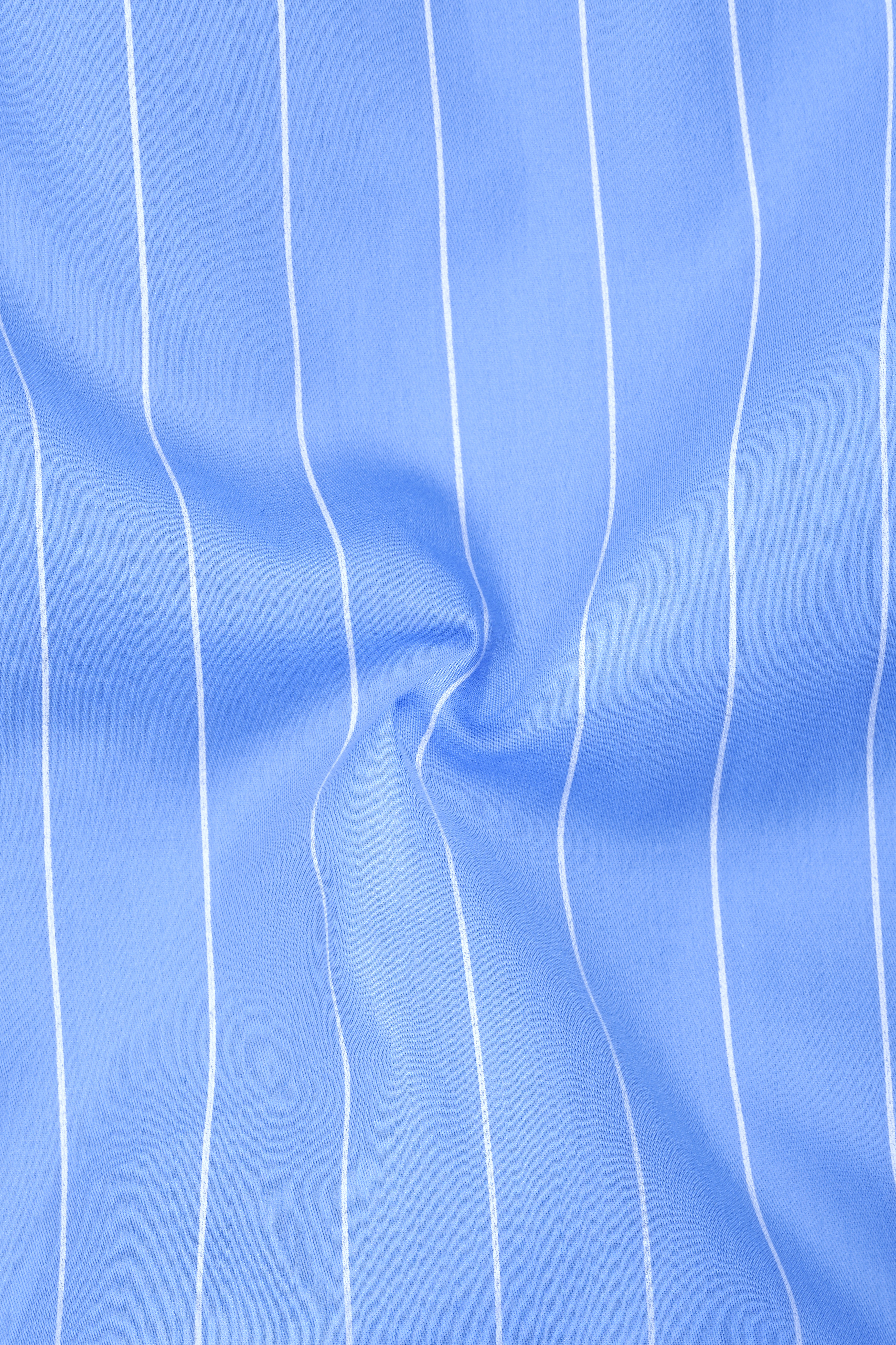 Elaris-Periwinkle Blue And Bright White Pin Striped Subtle Sheen Premium Cotton Dress Shirt