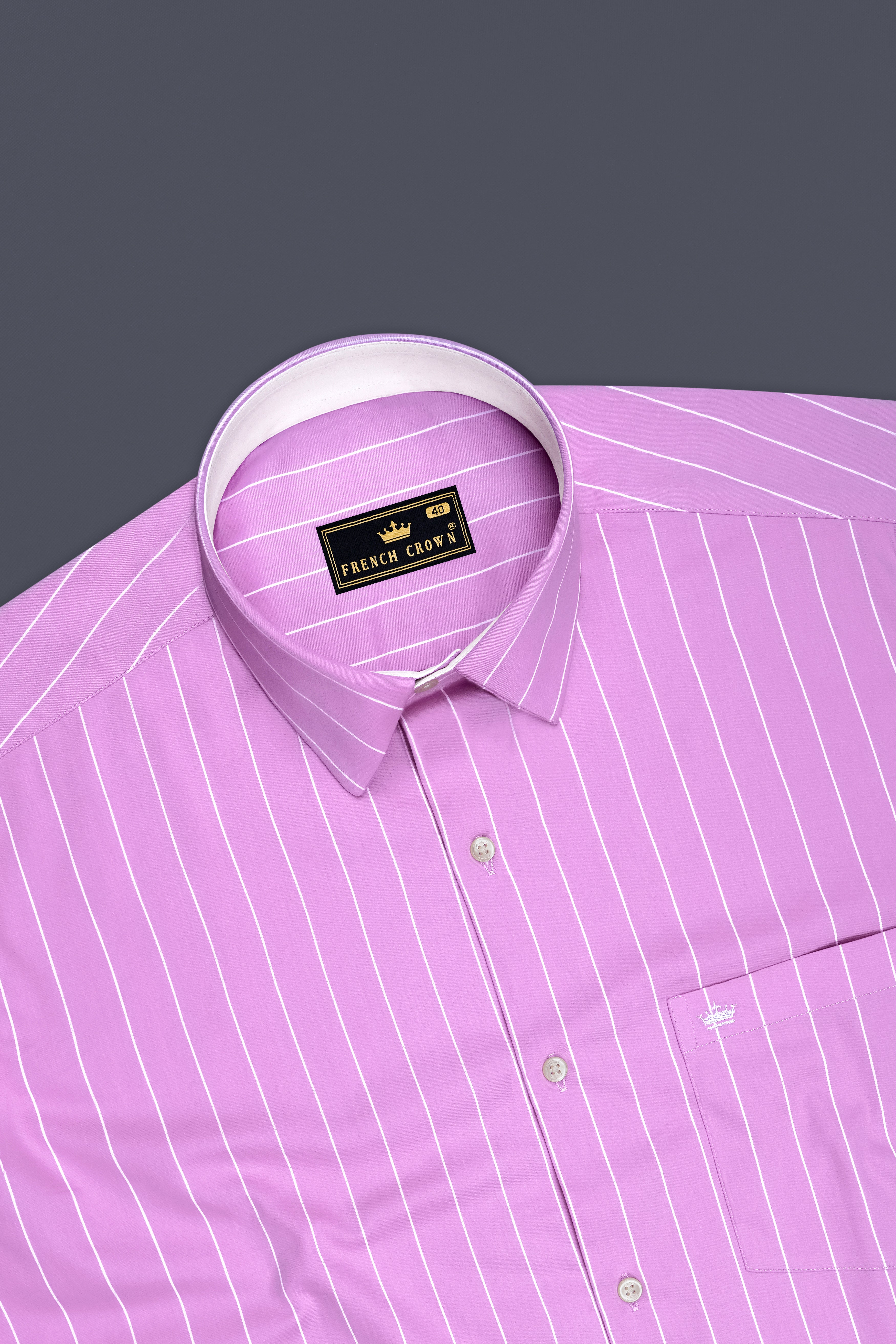 Rosario-Blossom Pink And Bright White Pin Striped Subtle Sheen Premium Cotton Dress Shirt
