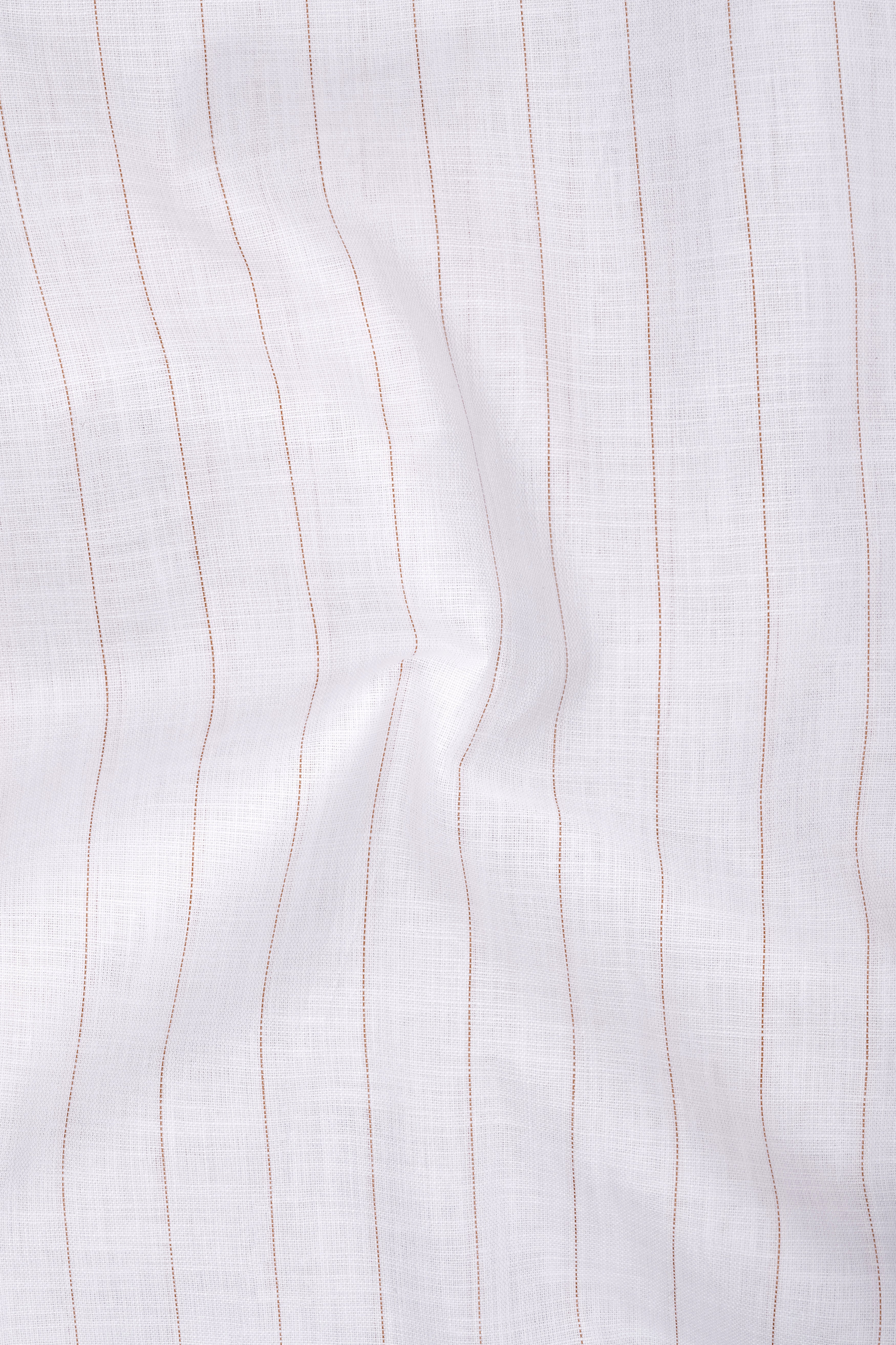 Prestige-Bright White And Cocoa Brown Pin Striped Luxurious Linen Dress Shirt