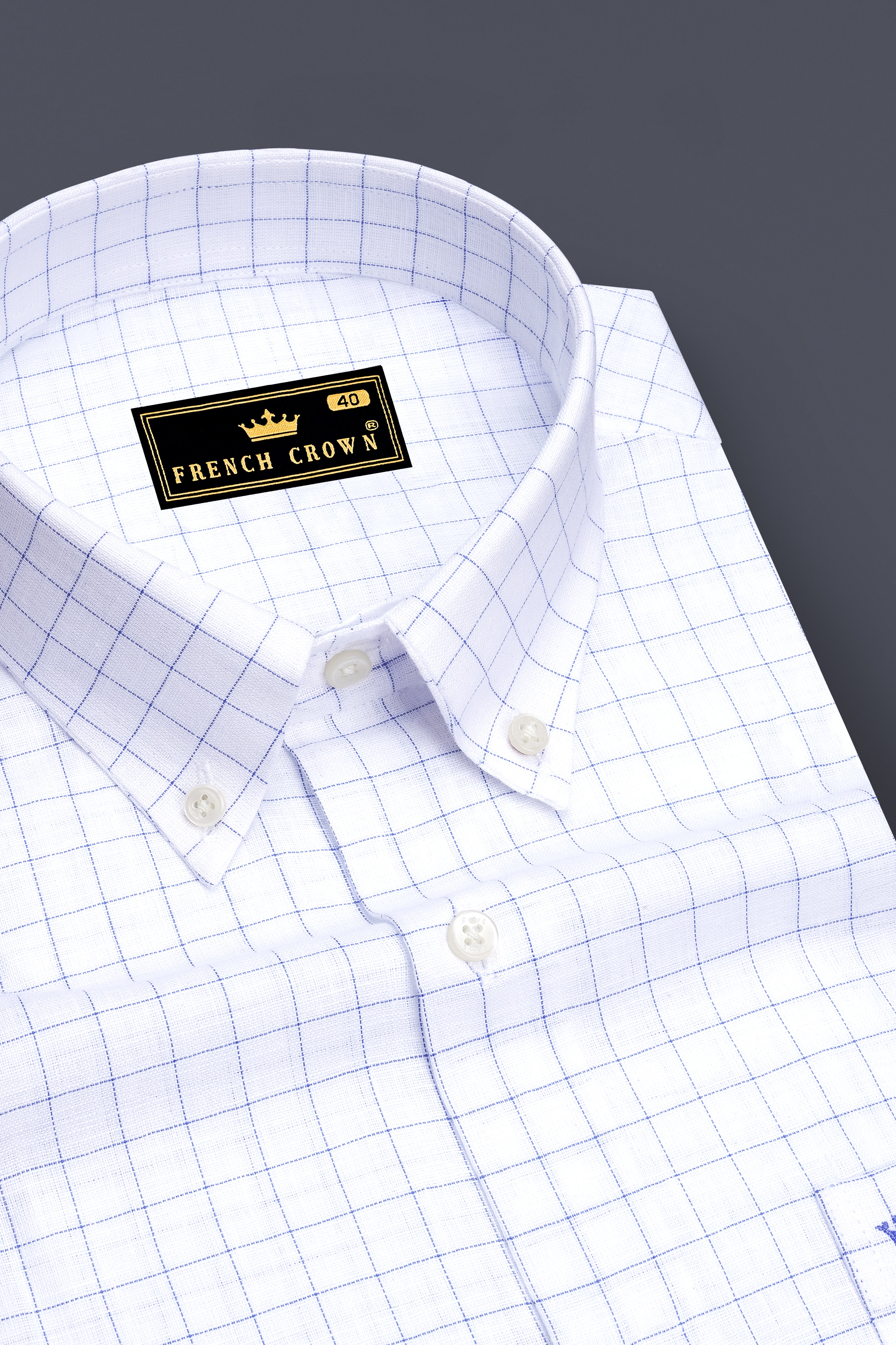 Sartori-Bright White And Waikawa Windowpane Luxurious Linen Button Down Dress Shirt