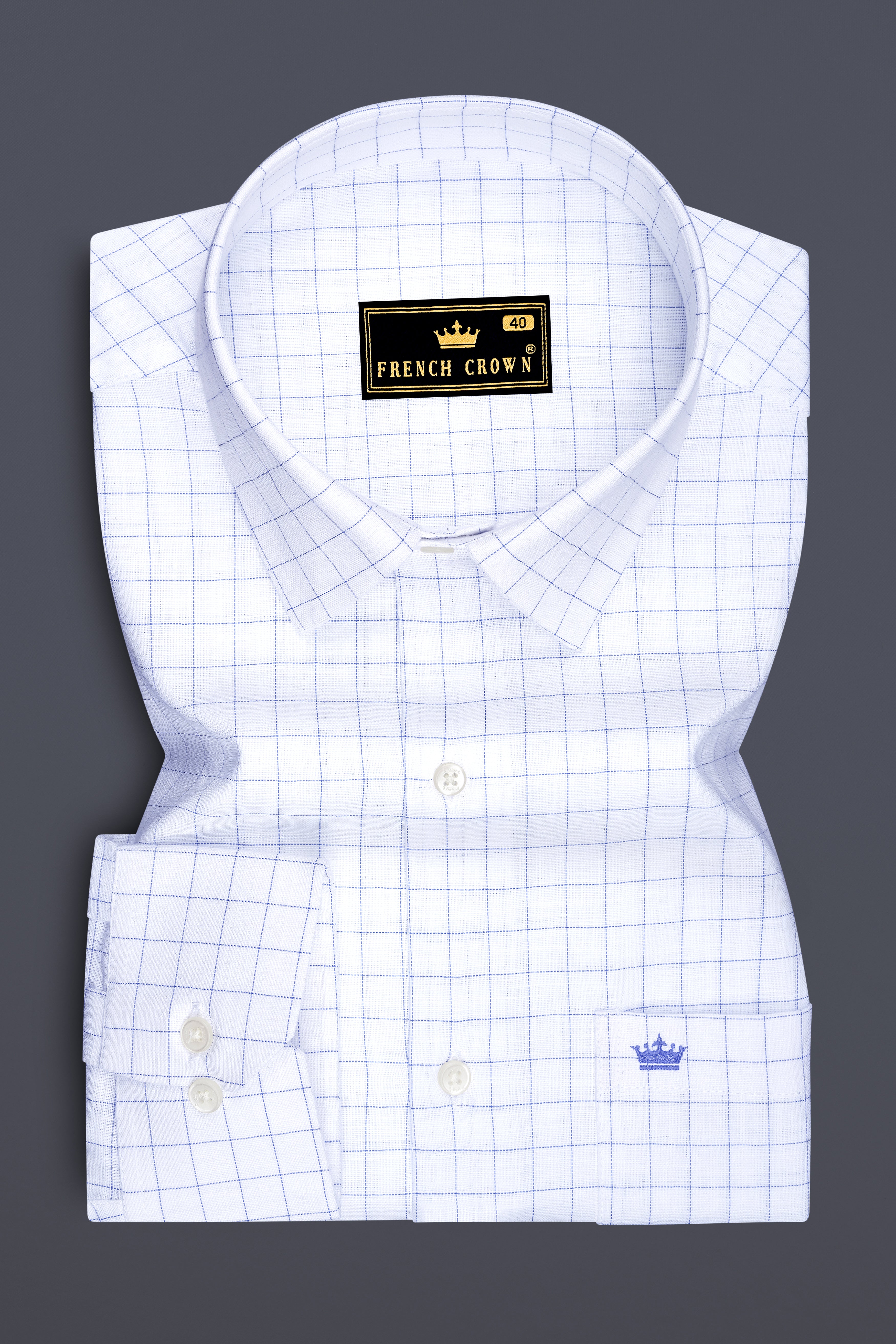 Sartori-Bright White And Waikawa Windowpane Luxurious Linen Dress Shirt