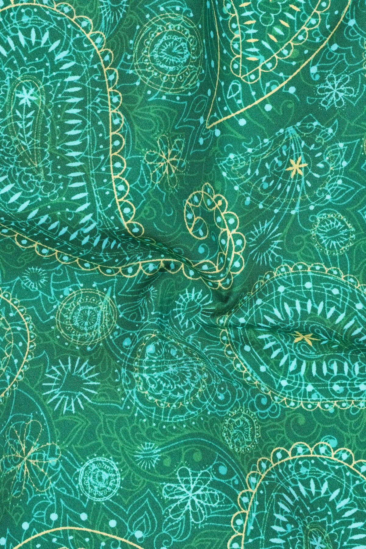 Verdelle-Tropical Green Ornamental Paisley Printed Subtle Sheen Super Soft Premium Cotton Shirt