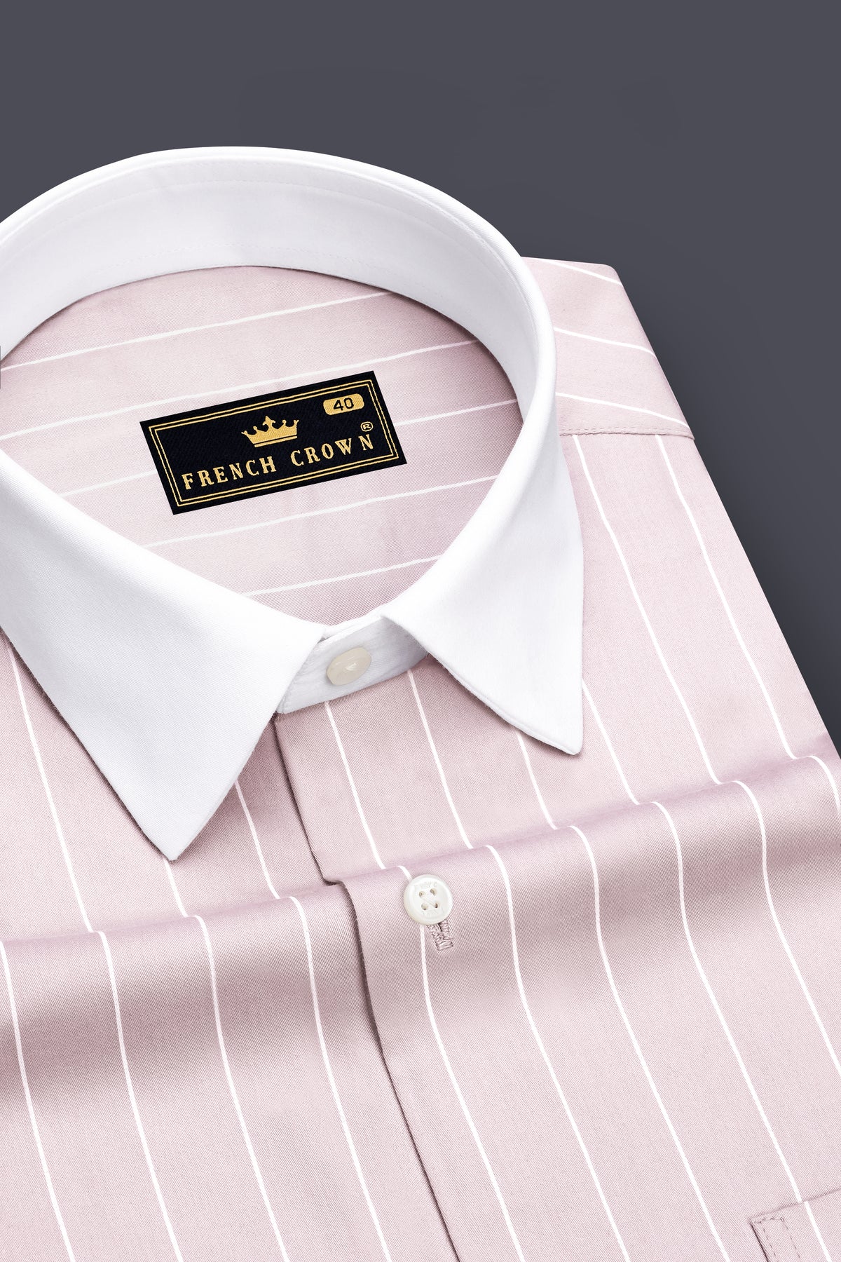 Veyron-Fantasy Gray and Bright White Pin Striped Subtle Sheen Super Premium Cotton White Cuff Collar Dress Shirt