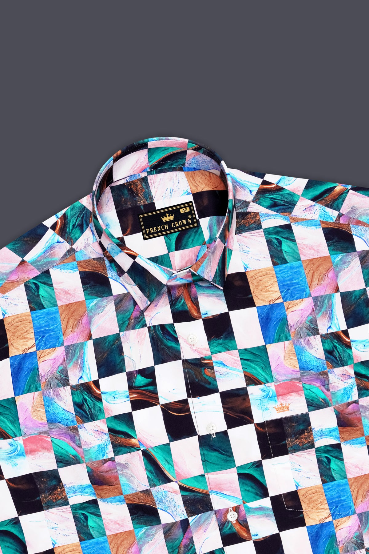 Aurelio-Ocean Blue and Cherub white Abstract Geometric Multicolour Printed Subtle Sheen Super Soft Premium Cotton Casual Shirt