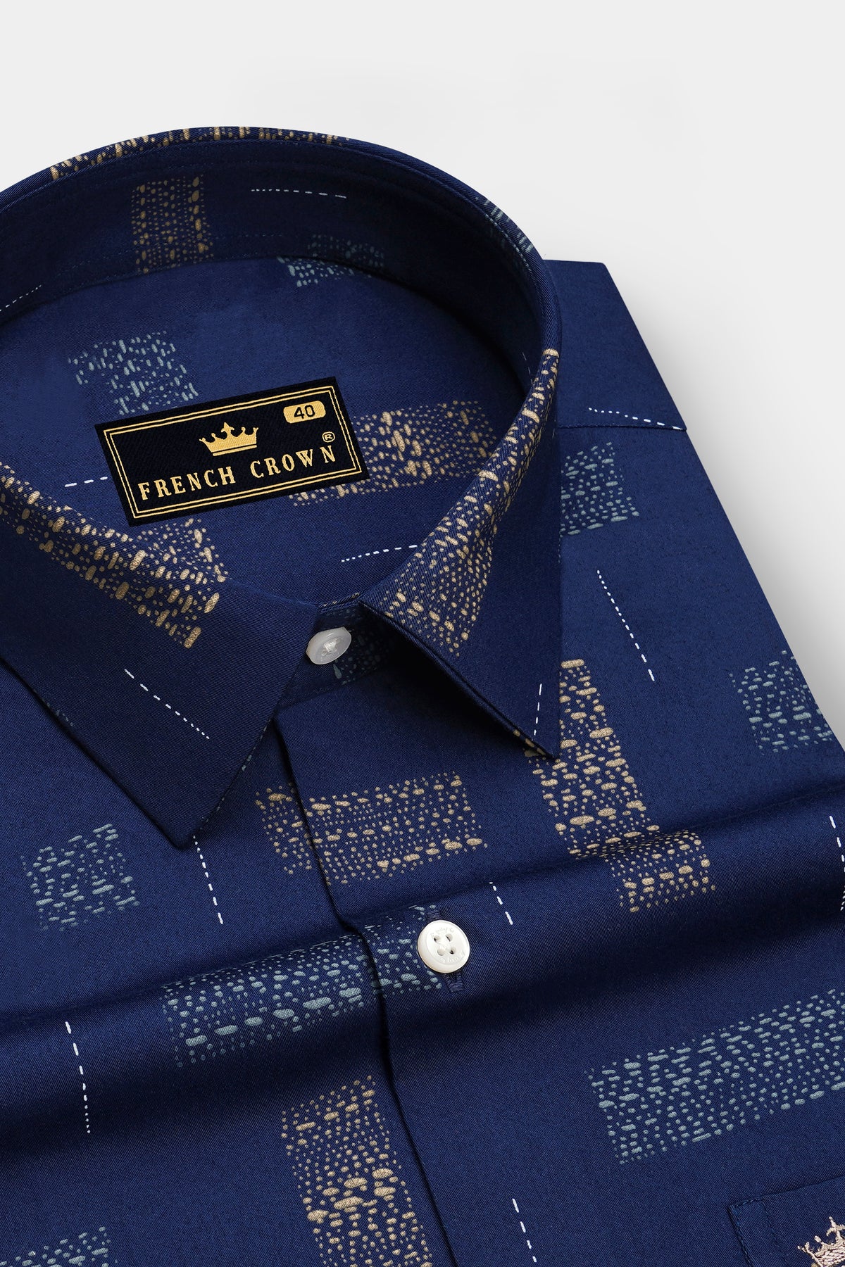 Ikara-Mirage Blue Artisan Ikat Printed Subtle Sheen Super Soft Premium Cotton Dress Shirt