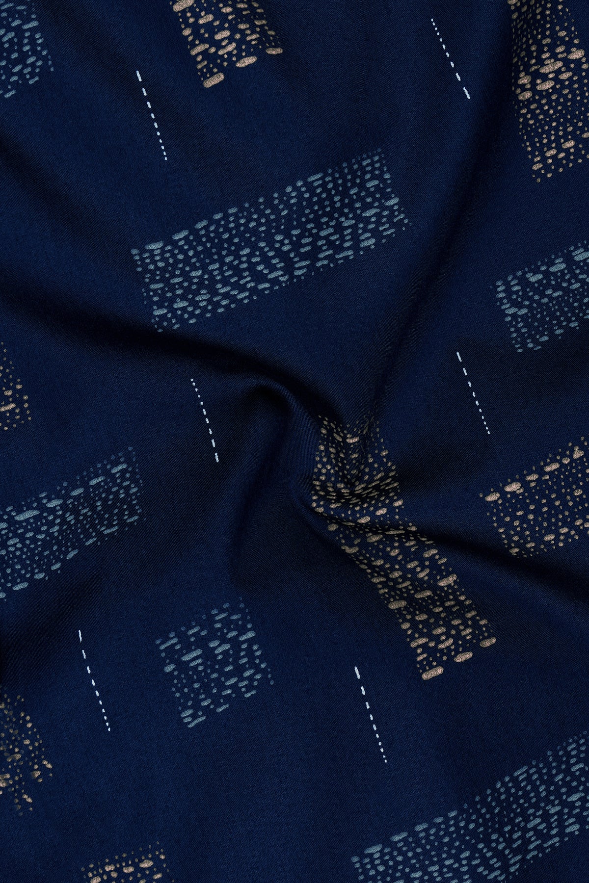 Ikara-Mirage Blue Artisan Ikat Printed Subtle Sheen Super Soft Premium Cotton White Cuff Collar Dress Shirt