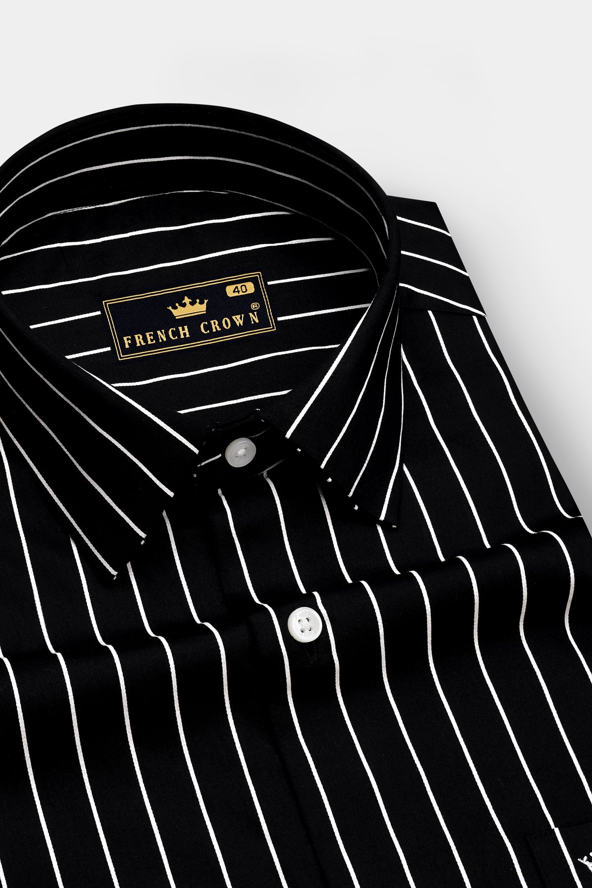 Monarch-Jade Black and Bright White Pin Striped Subtle Sheen Super Soft Premium Cotton Dress Shirt