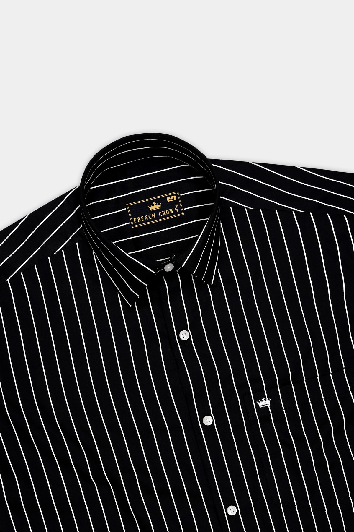 Monarch-Jade Black and Bright White Pin Striped Subtle Sheen Super Soft Premium Cotton Dress Shirt