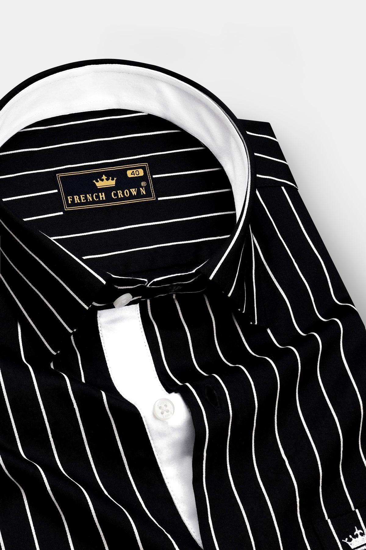 Monarch-Jade Black and Bright White Pin Striped Subtle Sheen Premium Cotton Dress Shirt