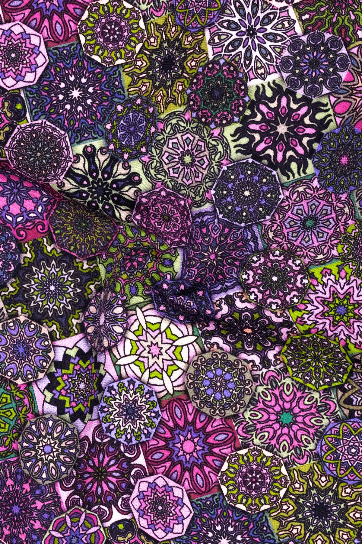 Prismara-Berry Purple And Pear Green Multicolor Kaleidoscope Mandala Printed Subtle Sheen Super Soft Premium Cotton Shirt