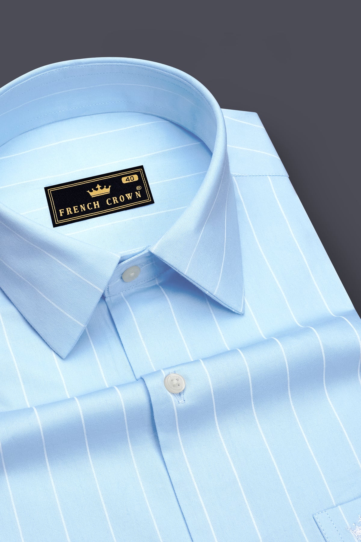 Striata-Hawkes Blue and Bright White Pin Striped Subtle Sheen Super Soft Premium Cotton Dress Shirt