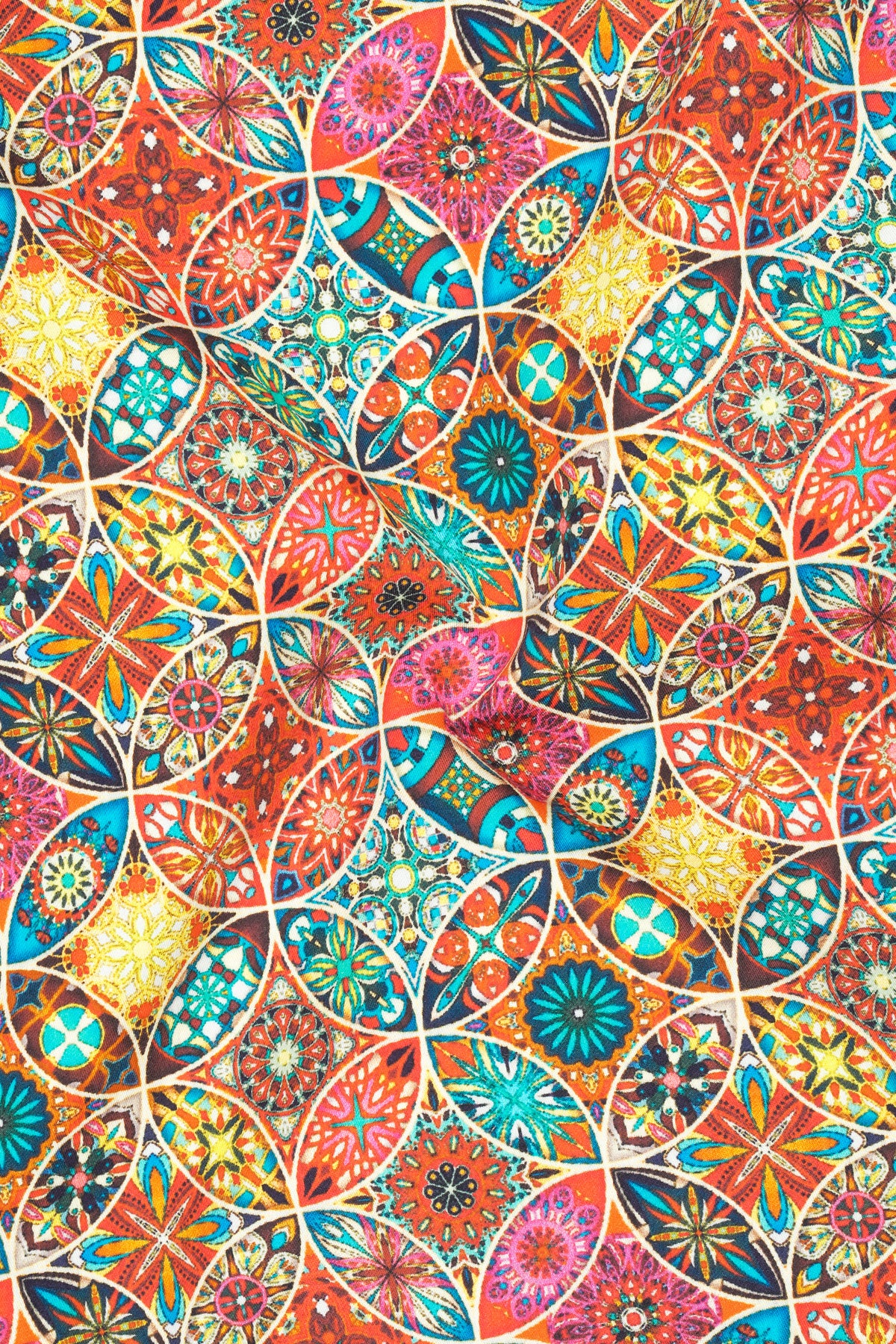 Kaleido-Poppy Orange And Dandelion Yellow Multicolor Geometric Tile Printed Subtle Sheen Super Soft Premium Cotton Shirt