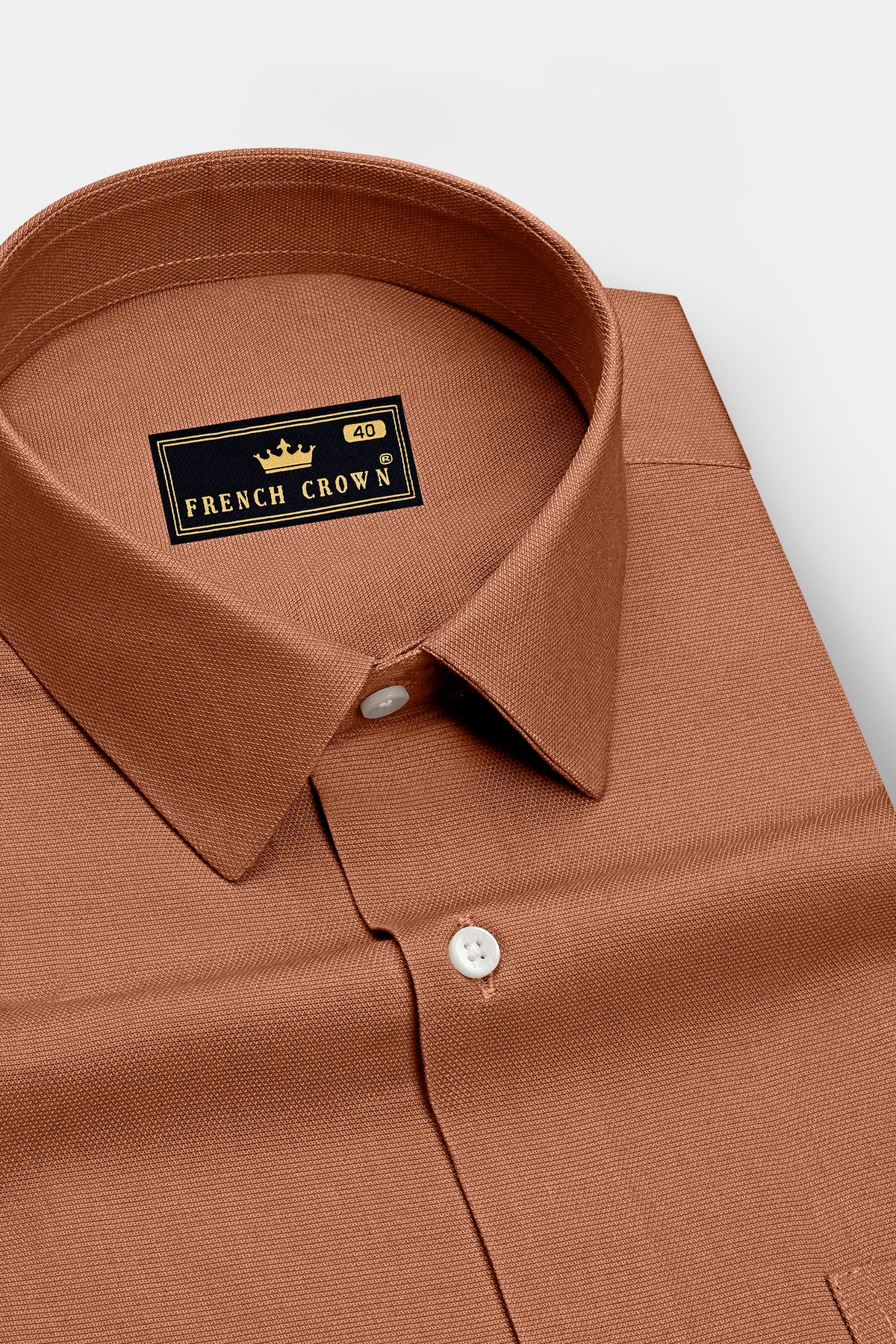Terrene-Clay Brown Dobby Textured Premium Giza Cotton Dress Shirt