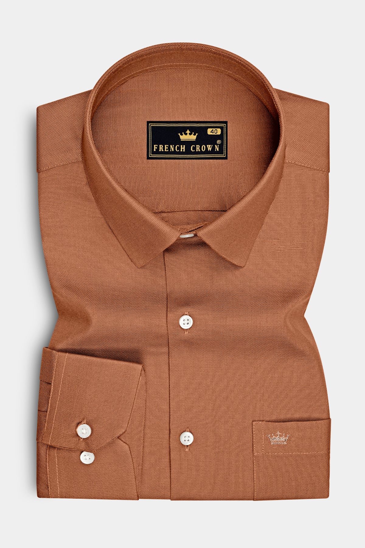 Terrene-Clay Brown Dobby Textured Premium Giza Cotton Dress Shirt