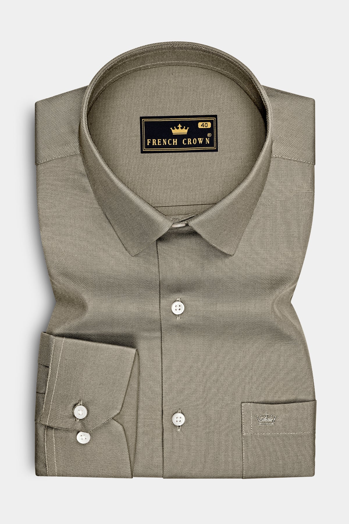 Orvane-Oyster Gray Dobby Textured Premium Giza Cotton Dress Shirt