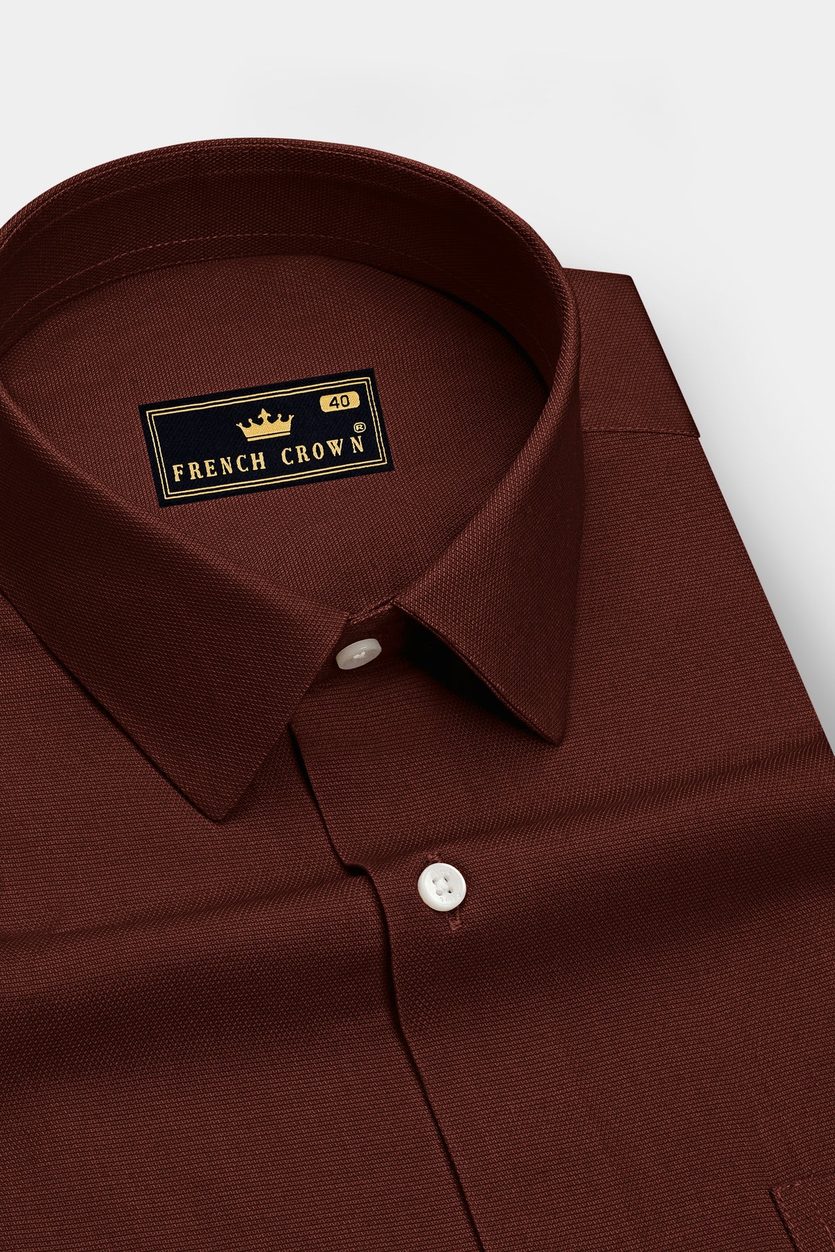 Tactile-Bean Brown Dobby Textured Premium Giza Cotton Dress Shirt