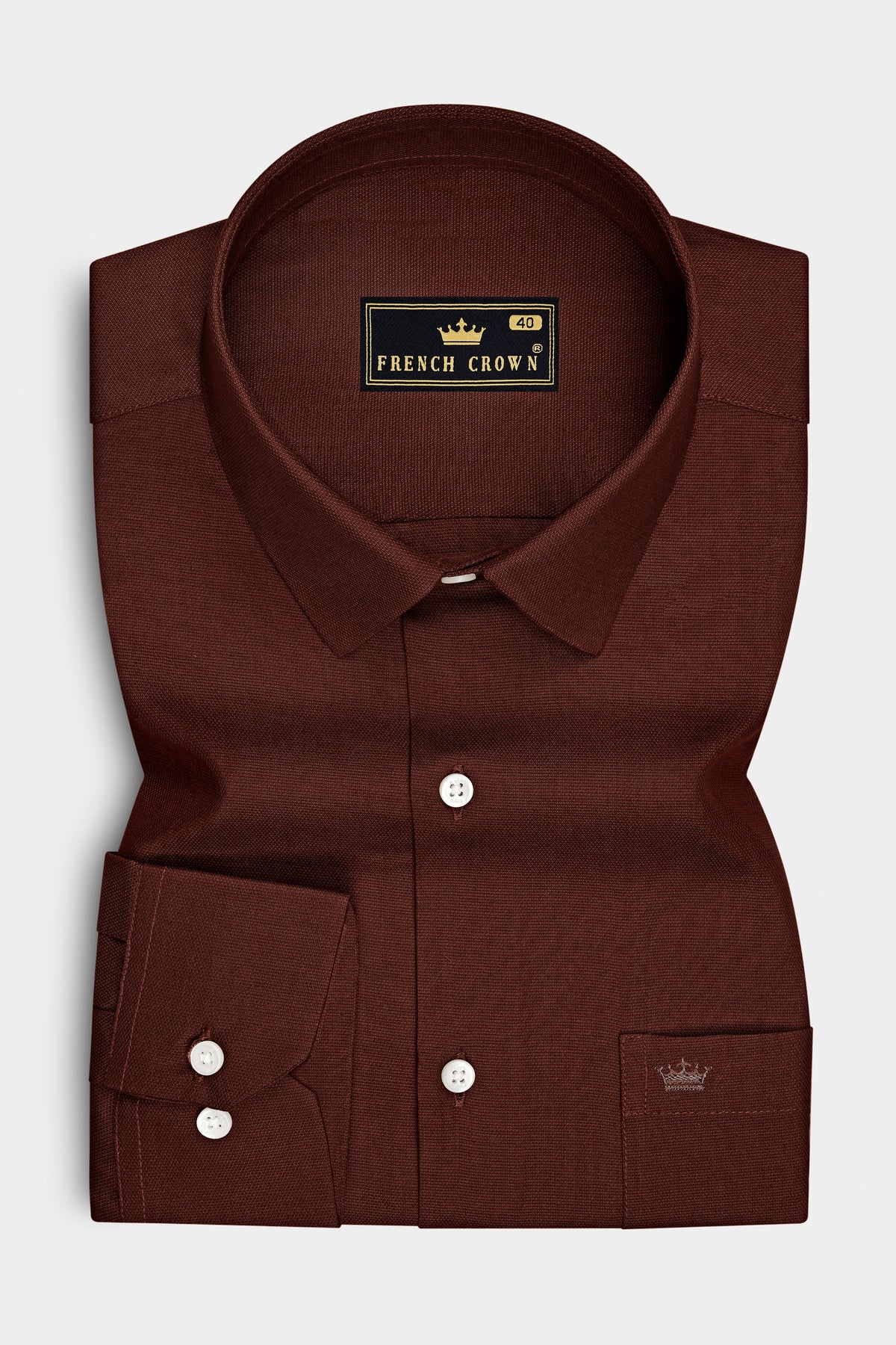 Tactile-Bean Brown Dobby Textured Premium Giza Cotton Dress Shirt