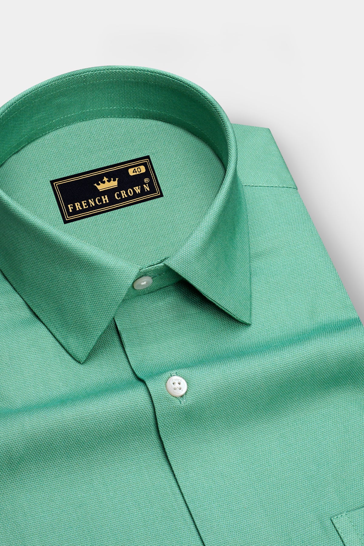 Serene-Seafoam Green Dobby Textured Premium Giza Cotton Dress Shirt