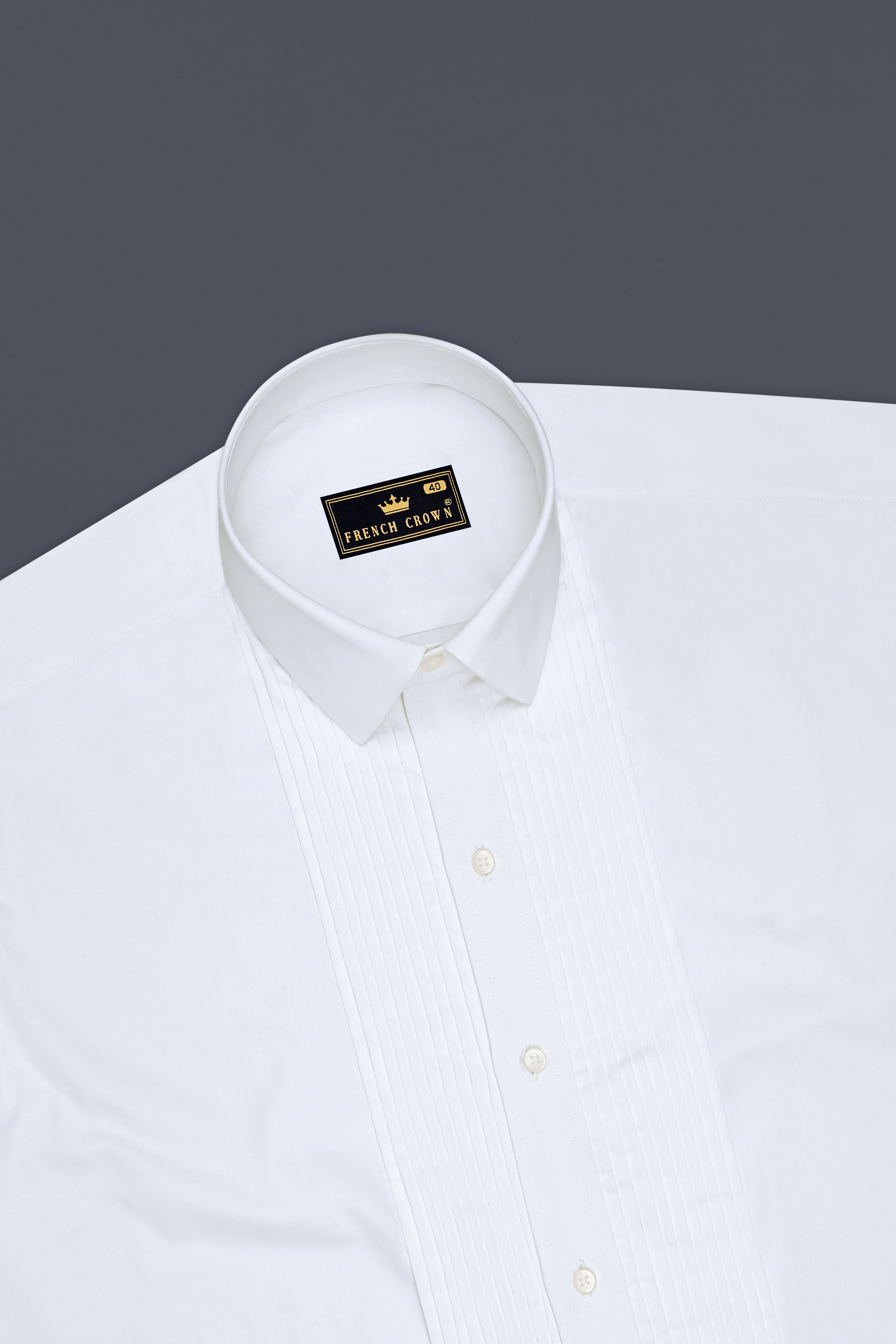 Lumina-Bright White French Cuff Subtle Sheen Super Soft Premium Cotton Tuxedo Dress Shirt