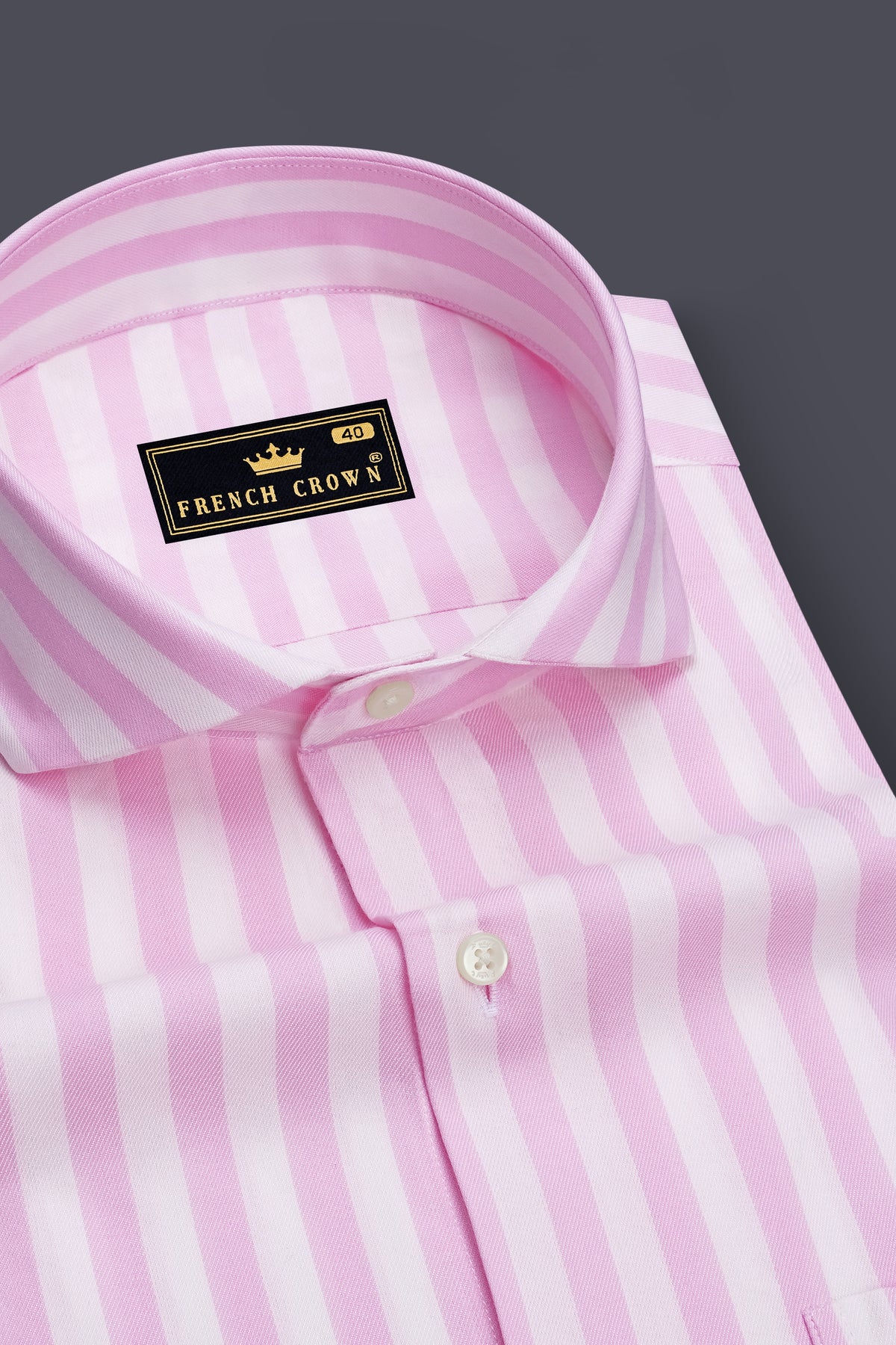 Roséline-Flare Pink And Bright White Candy Striped Super Soft Tencel Dress Shirt